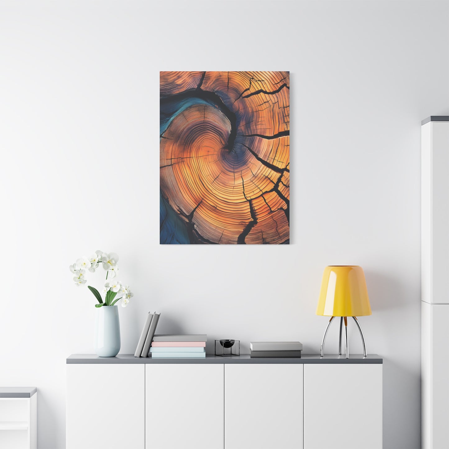 Colorful Wood Ring Canvas Wall Art, Abstract Tree Slice Print, Modern Rustic Decor, Vibrant Tree Rings Art on Canvas, Earthy Boho Wall Print