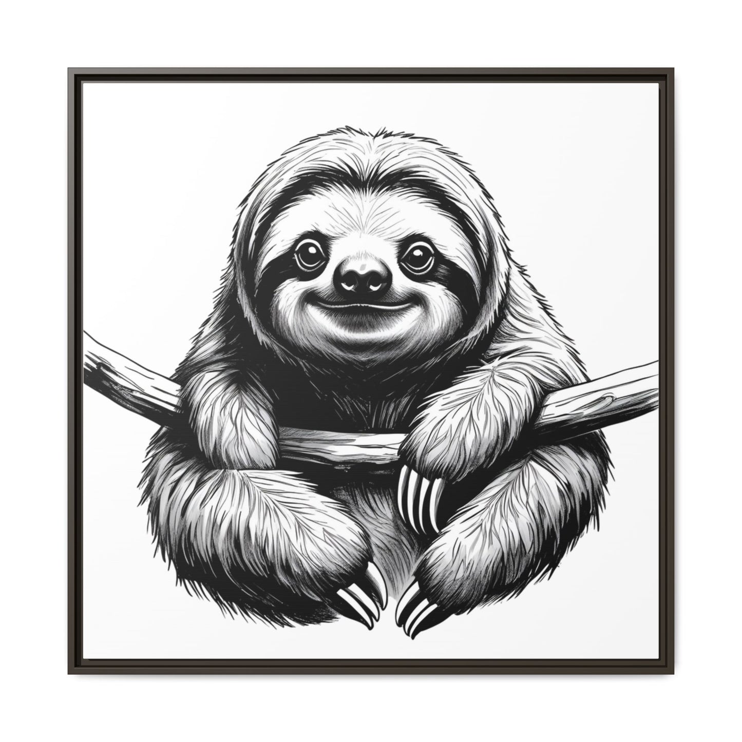 Adorable Sloth Hanging from Tree Branch Black & White Animal Wall Art, Cute Sloth Print, Jungle Theme Nursery Decor, Baby Shower Gift