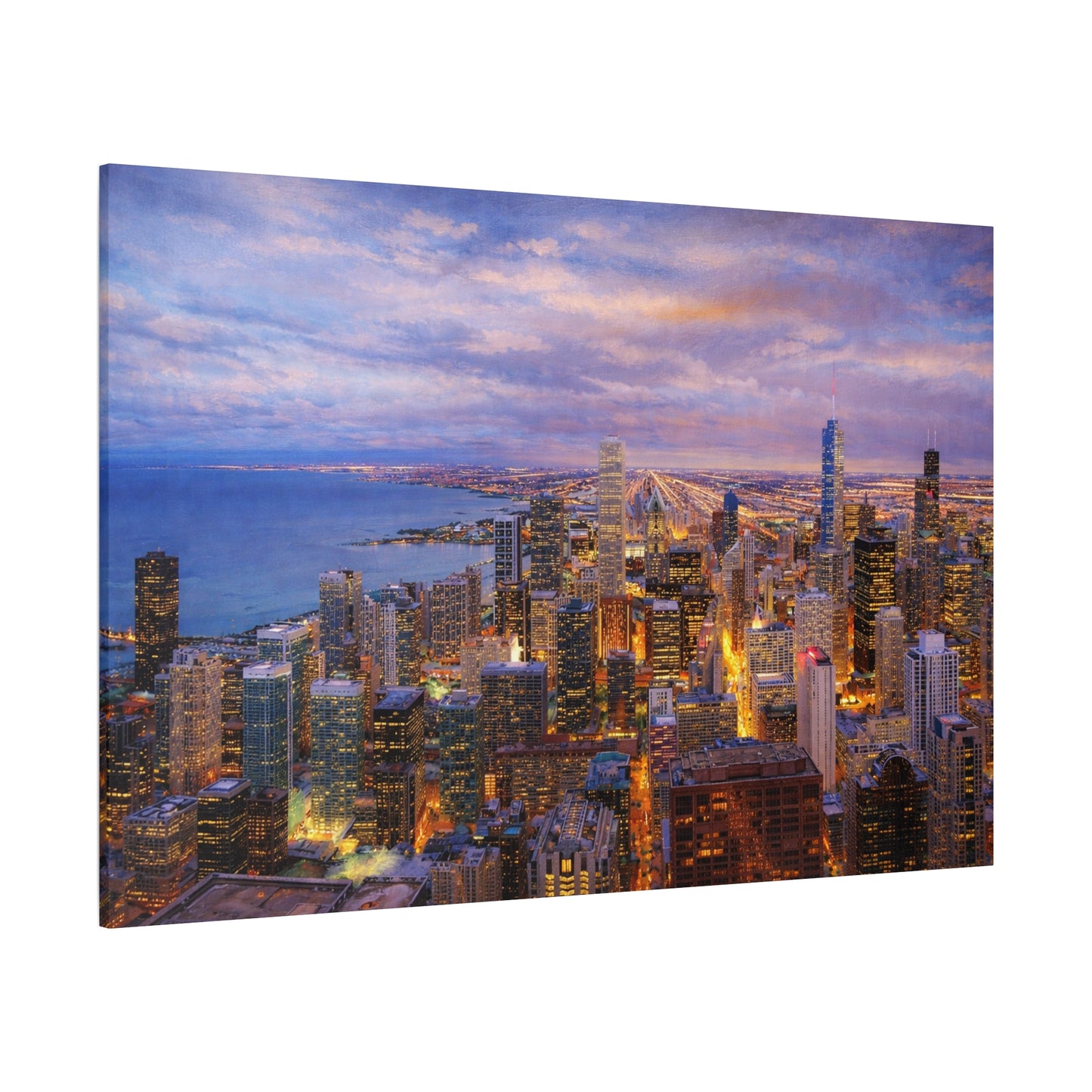 Chicago Skyline Canvas Wall Art – Sunset Cityscape Print, Downtown Chicago Decor, Urban Skyline Wall Decor