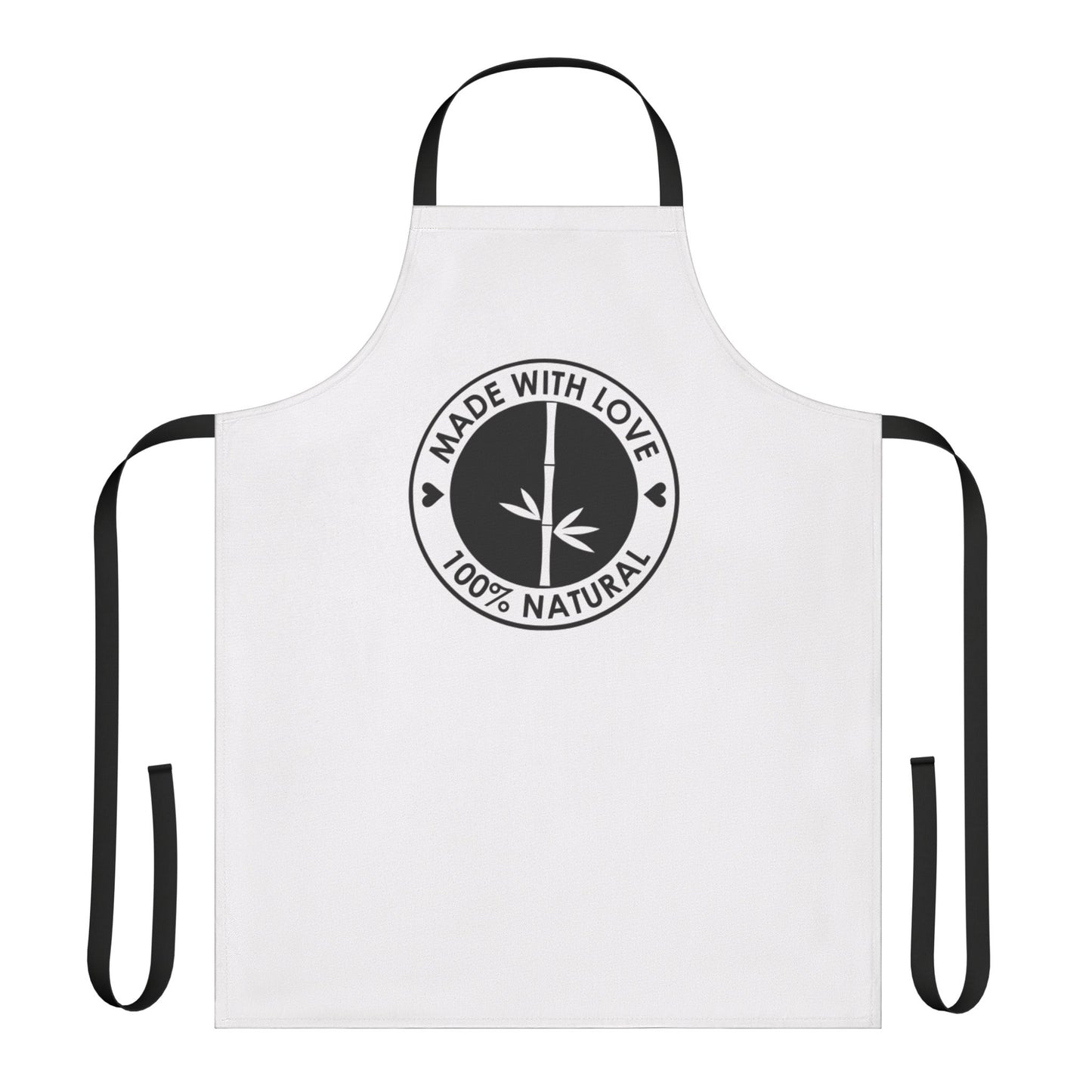 Made With Love 100% Natural Chef Apron — White Apron with Black Ties