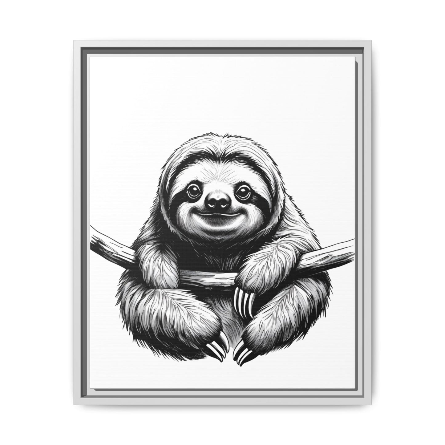 Adorable Sloth Hanging from Tree Branch Black & White Animal Wall Art, Cute Sloth Print, Jungle Theme Nursery Decor, Baby Shower Gift