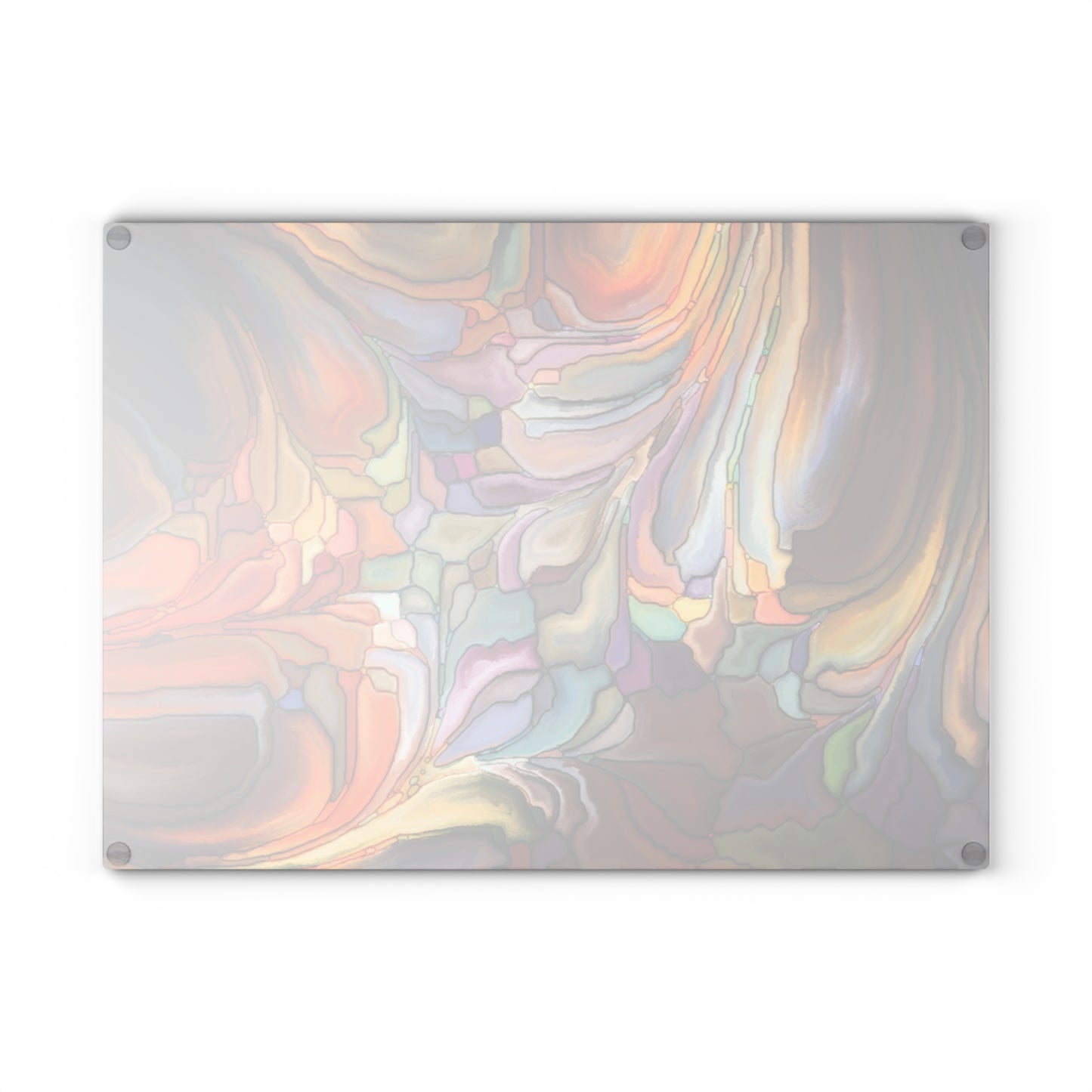 Abstract Color Swirl Glass Cutting Board | Multicolor Fluid Art Kitchen Decor