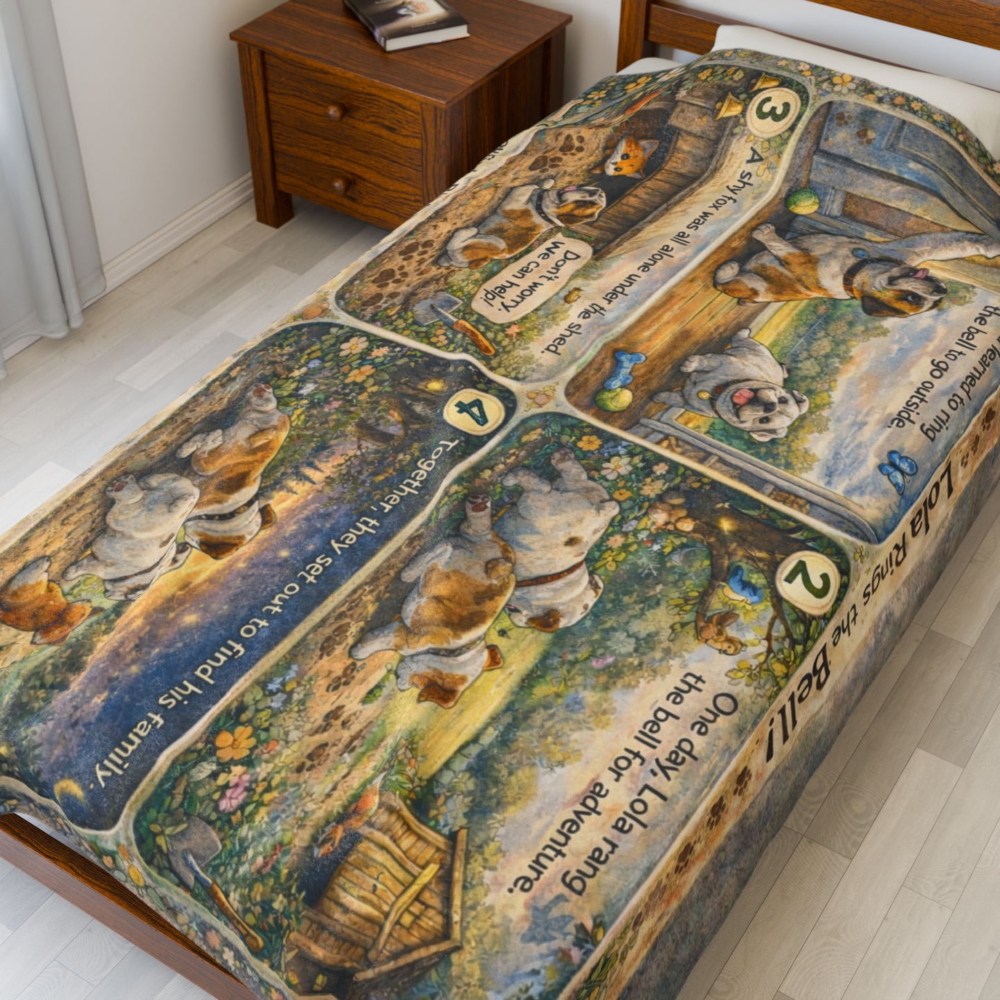 Lola Rings the Bell Story Blanket, Interactive Bulldog Fox Find & Seek Blanket