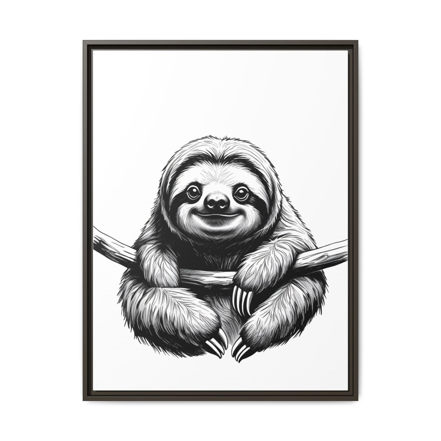 Adorable Sloth Hanging from Tree Branch Black & White Animal Wall Art, Cute Sloth Print, Jungle Theme Nursery Decor, Baby Shower Gift