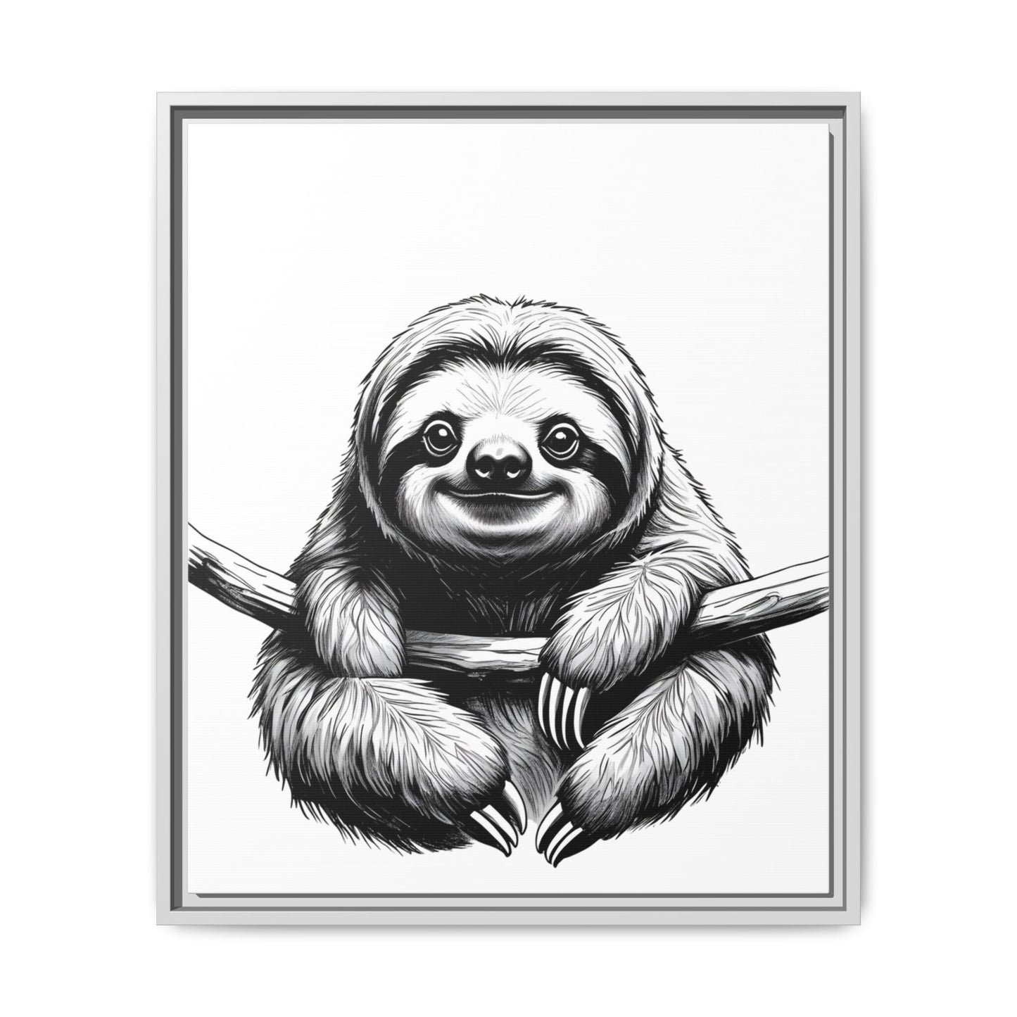 Adorable Sloth Hanging from Tree Branch Black & White Animal Wall Art, Cute Sloth Print, Jungle Theme Nursery Decor, Baby Shower Gift