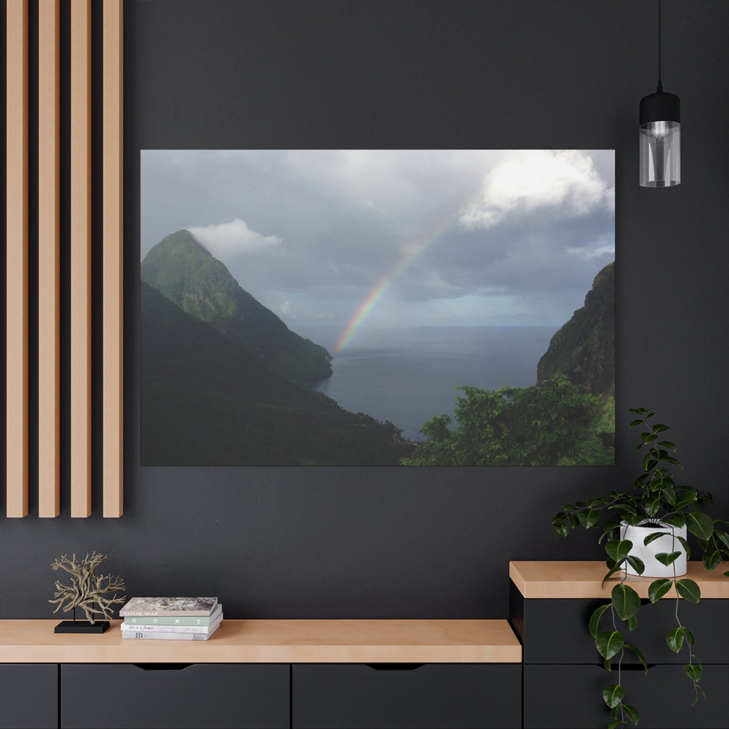 St. Lucia Pitons Rainbow Canvas Art | Caribbean Landscape Photography