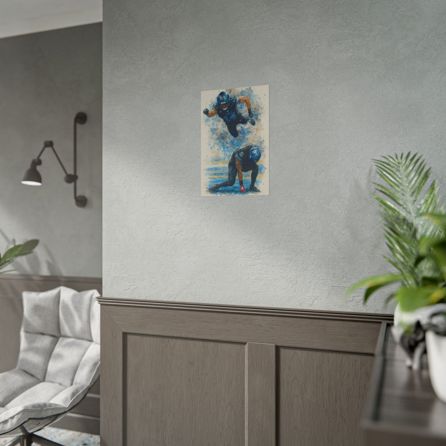 Watercolor Football Poster | Dynamic Sports Wall Art | NFL Player Celebration Print | Man Cave Decor | Football Gift for Fans