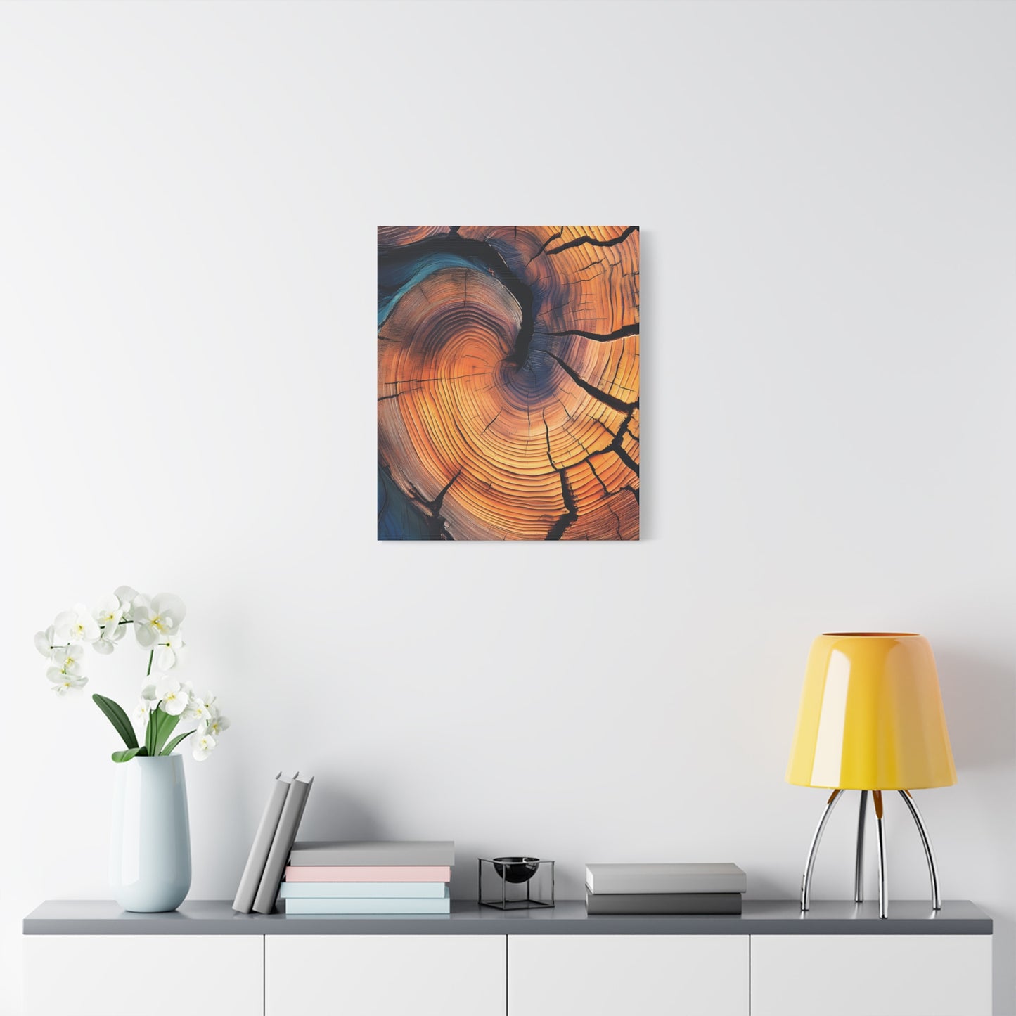 Colorful Wood Ring Canvas Wall Art, Abstract Tree Slice Print, Modern Rustic Decor, Vibrant Tree Rings Art on Canvas, Earthy Boho Wall Print