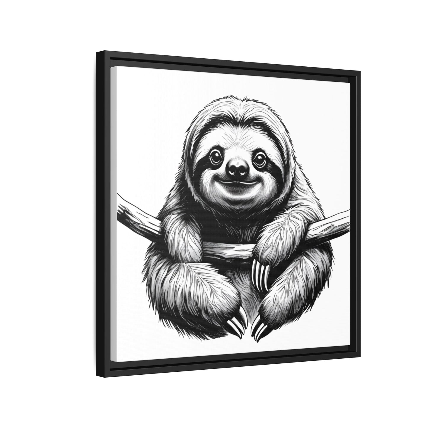 Adorable Sloth Hanging from Tree Branch Black & White Animal Wall Art, Cute Sloth Print, Jungle Theme Nursery Decor, Baby Shower Gift