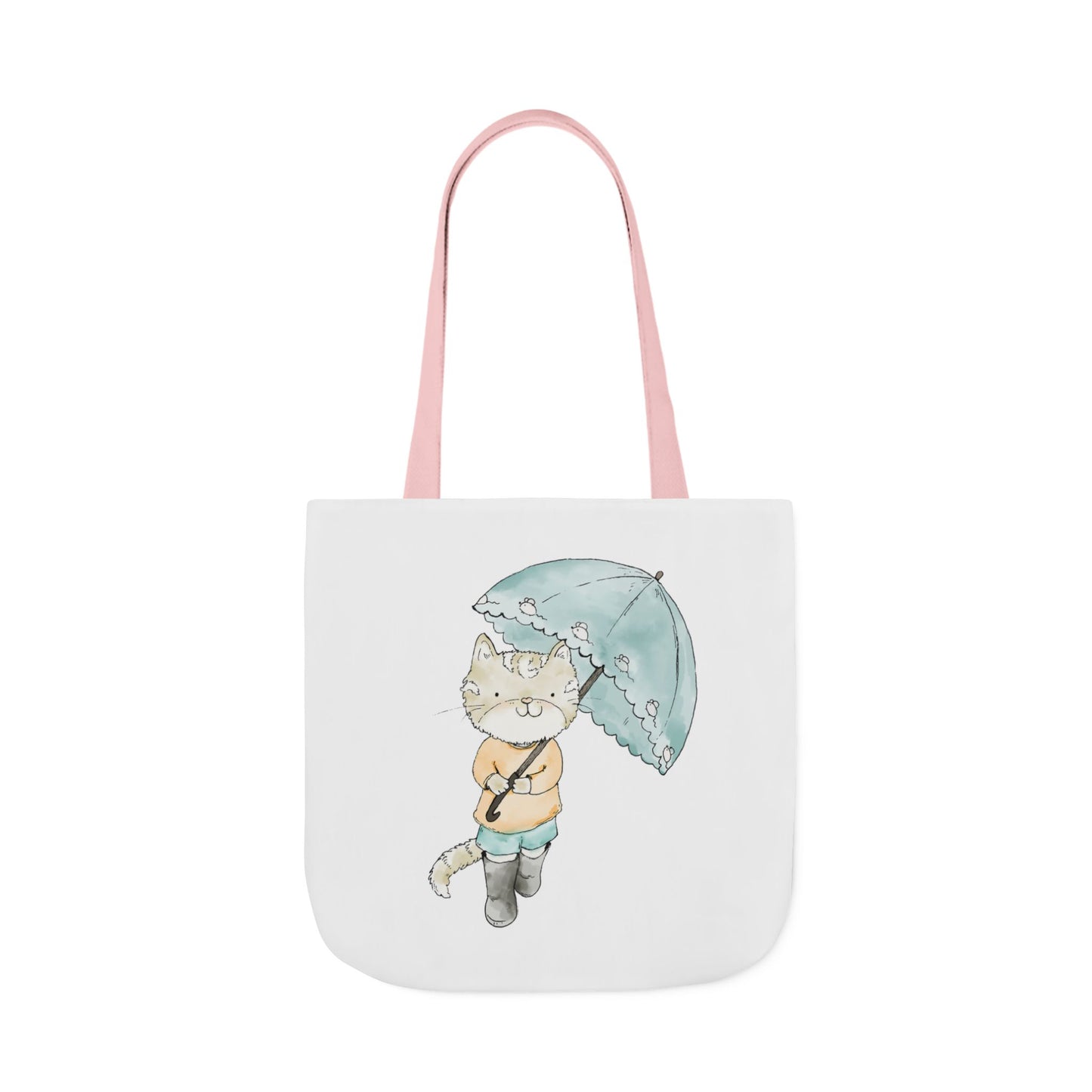 Cat Lover Tote Bag Cute Kitty with Umbrella Rain Boots Cat Lover Eco Tote Bag