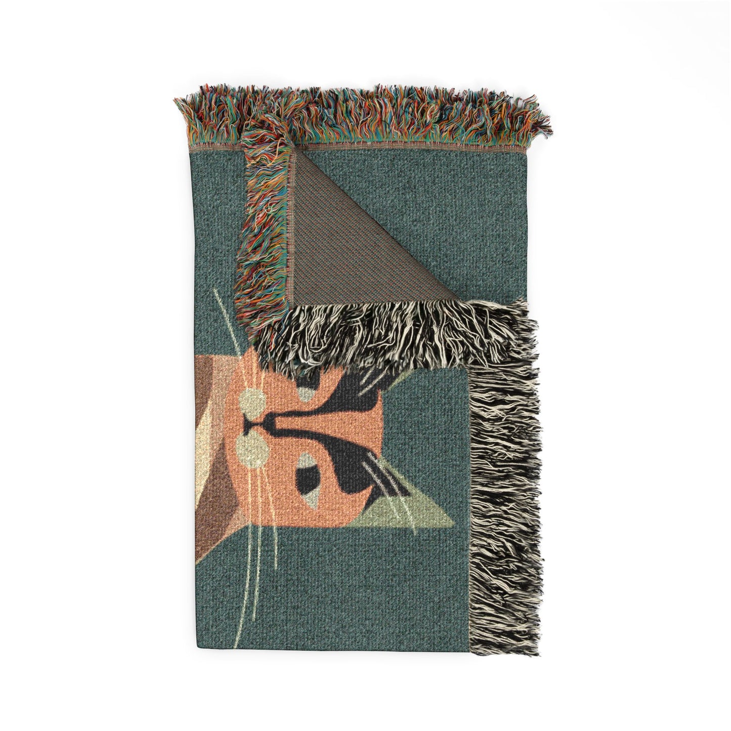 Mid Century Modern Cat Woven Throw Blanket | Retro Feline Decor