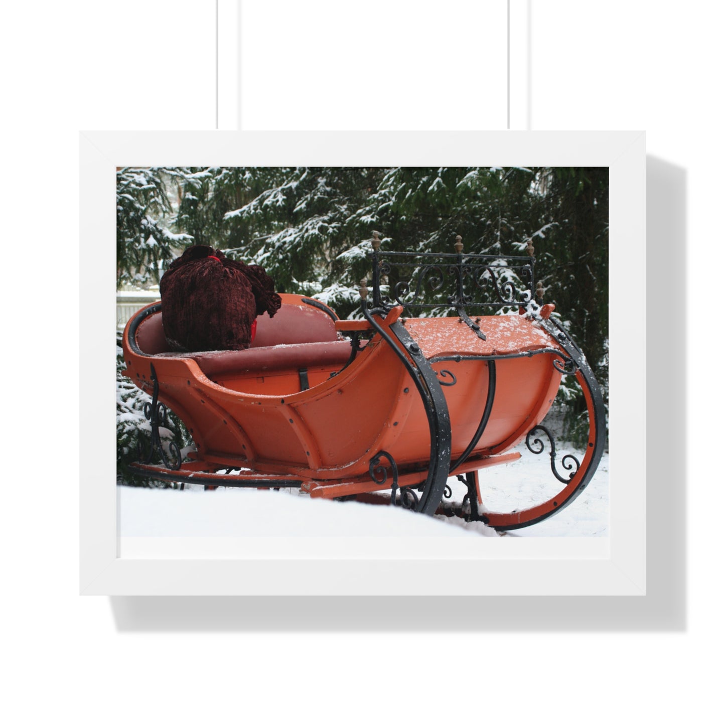 Santa Sleigh Christmas Wall Poster Art Santa's Sleigh Snowy Scene Mantle Art