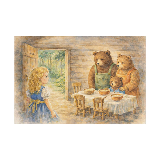 Goldilocks and the Three Bears Rolled Poster - Vintage Storybook Nursery Art Print