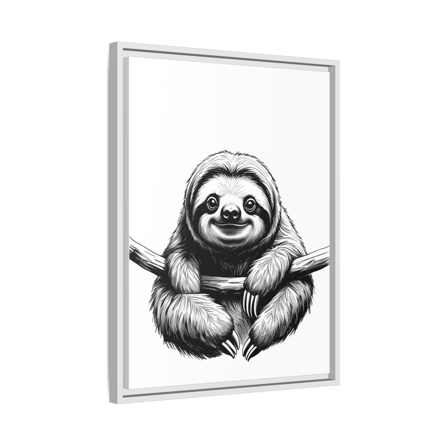 Adorable Sloth Hanging from Tree Branch Black & White Animal Wall Art, Cute Sloth Print, Jungle Theme Nursery Decor, Baby Shower Gift