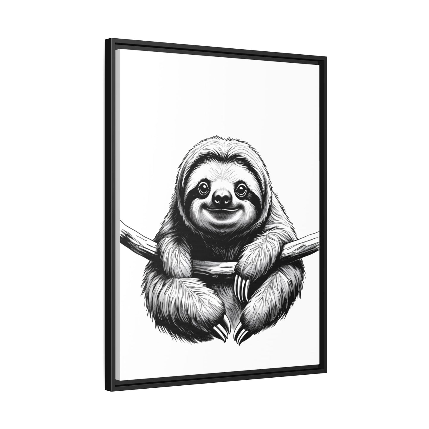 Adorable Sloth Hanging from Tree Branch Black & White Animal Wall Art, Cute Sloth Print, Jungle Theme Nursery Decor, Baby Shower Gift