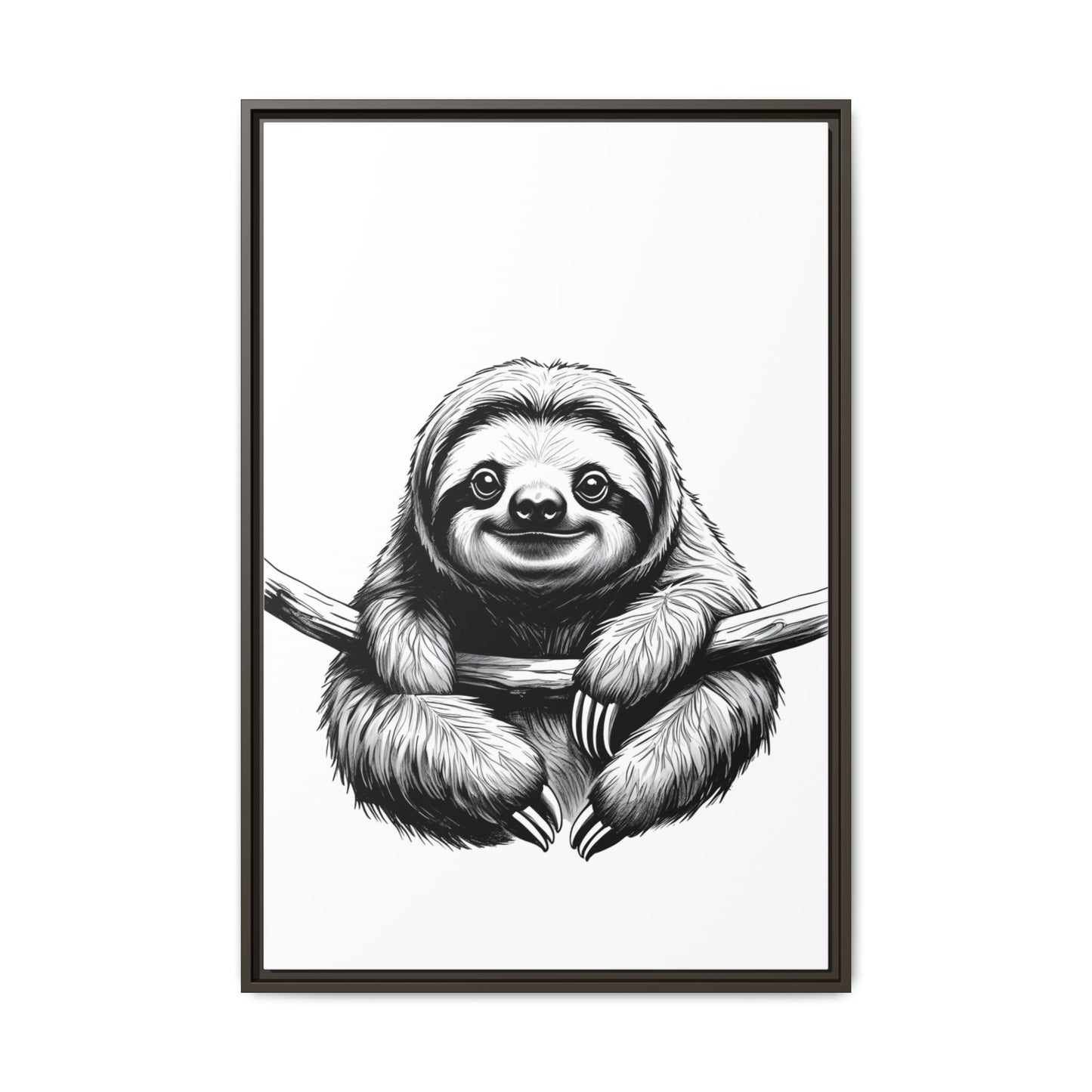 Adorable Sloth Hanging from Tree Branch Black & White Animal Wall Art, Cute Sloth Print, Jungle Theme Nursery Decor, Baby Shower Gift