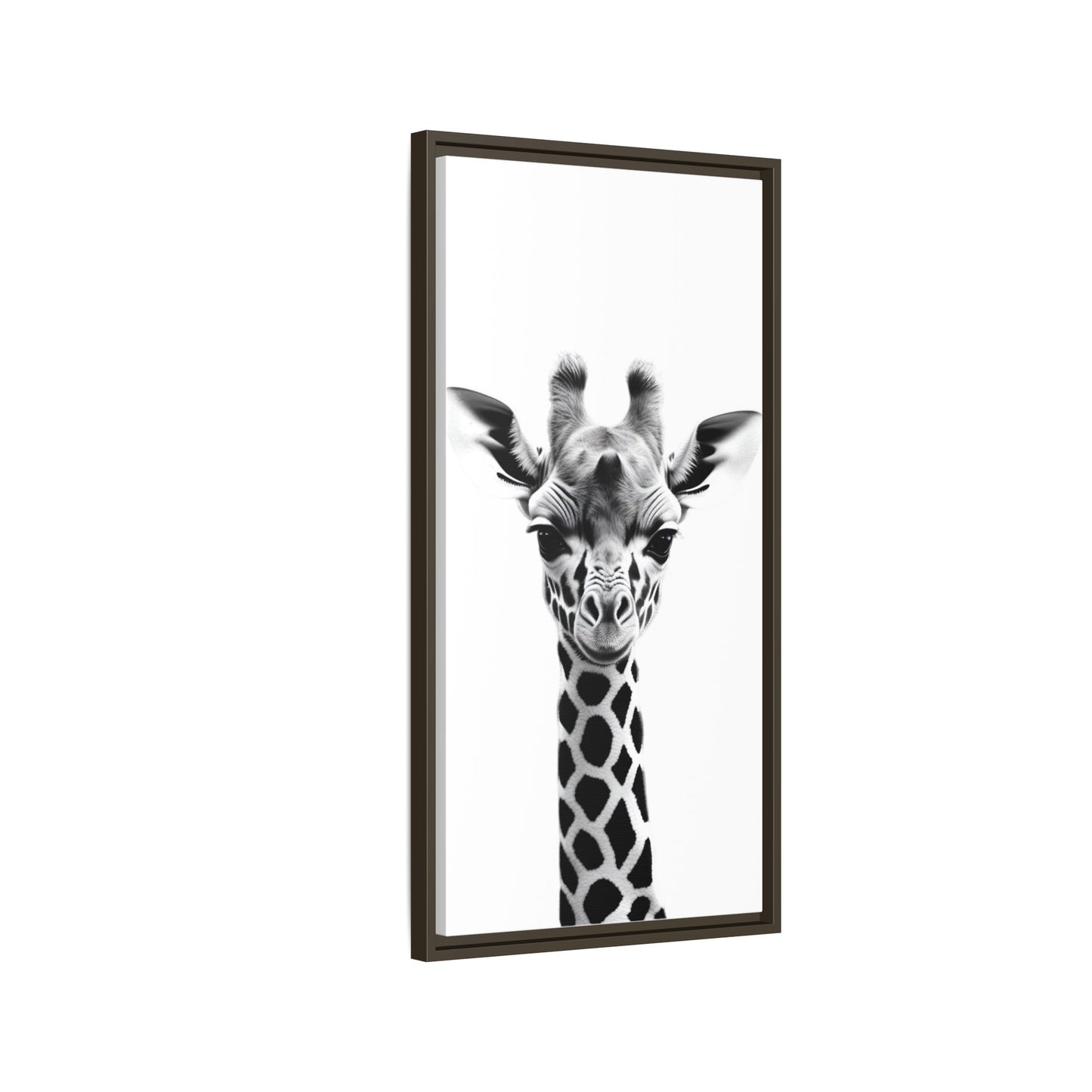 Baby Giraffe Wall Art Black & White Wildlife Photography Print, Cute Giraffe Lover Gift