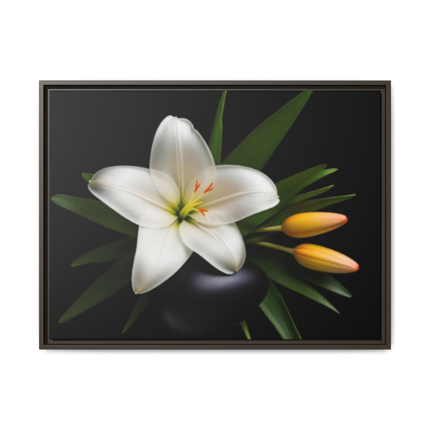 White Lily Wall Art Canvas Print Framed | Elegant Floral Wall Decor for Bedroom, Living Room, Bathroom
