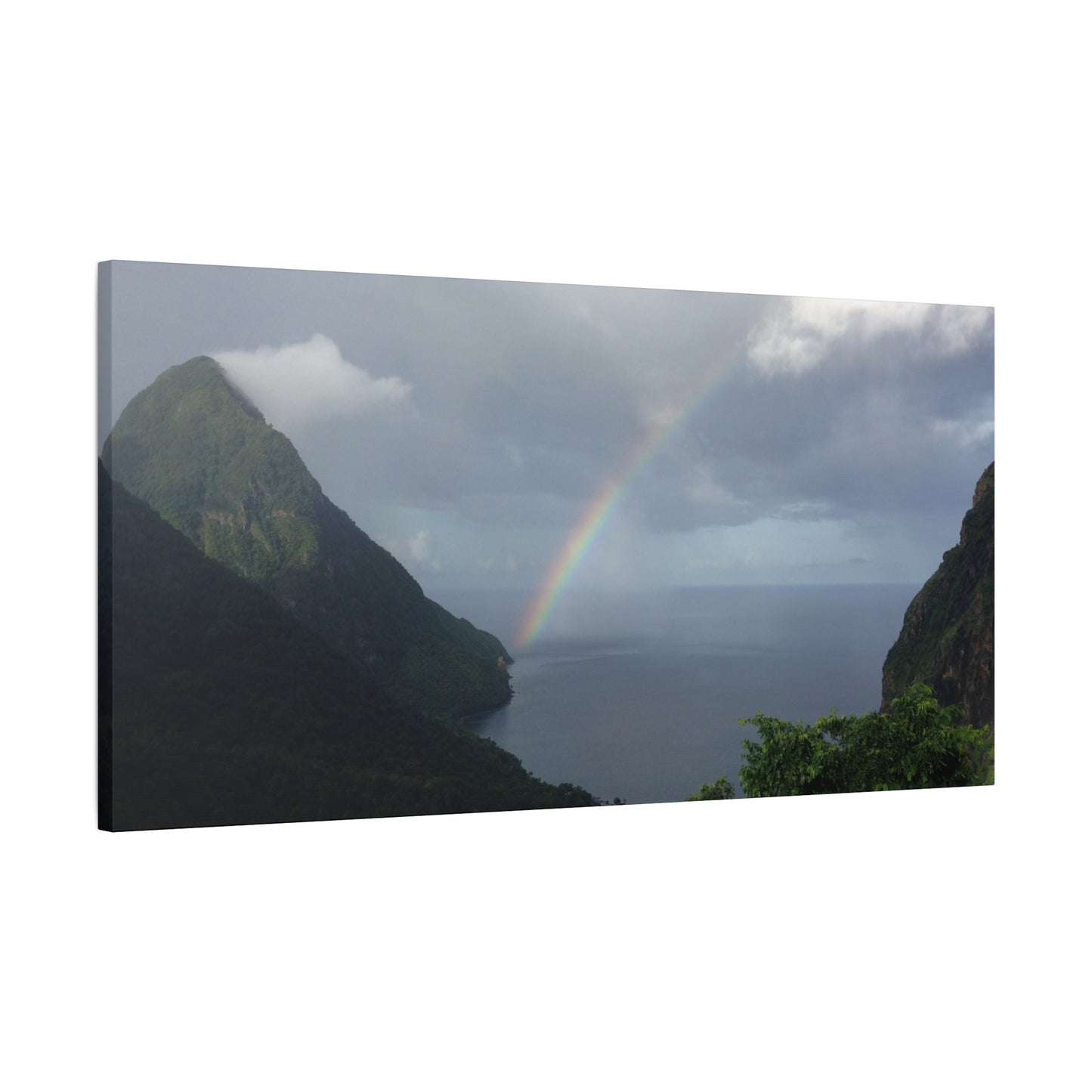 St. Lucia Pitons Rainbow Canvas Art | Caribbean Landscape Photography