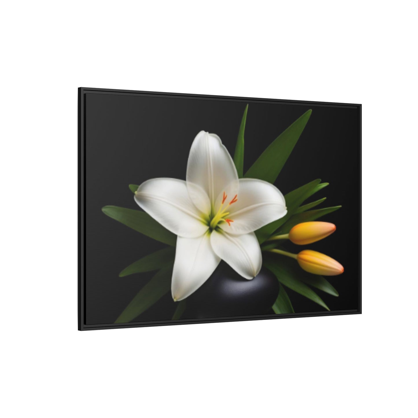 White Lily Wall Art Canvas Print Framed | Elegant Floral Wall Decor for Bedroom, Living Room, Bathroom