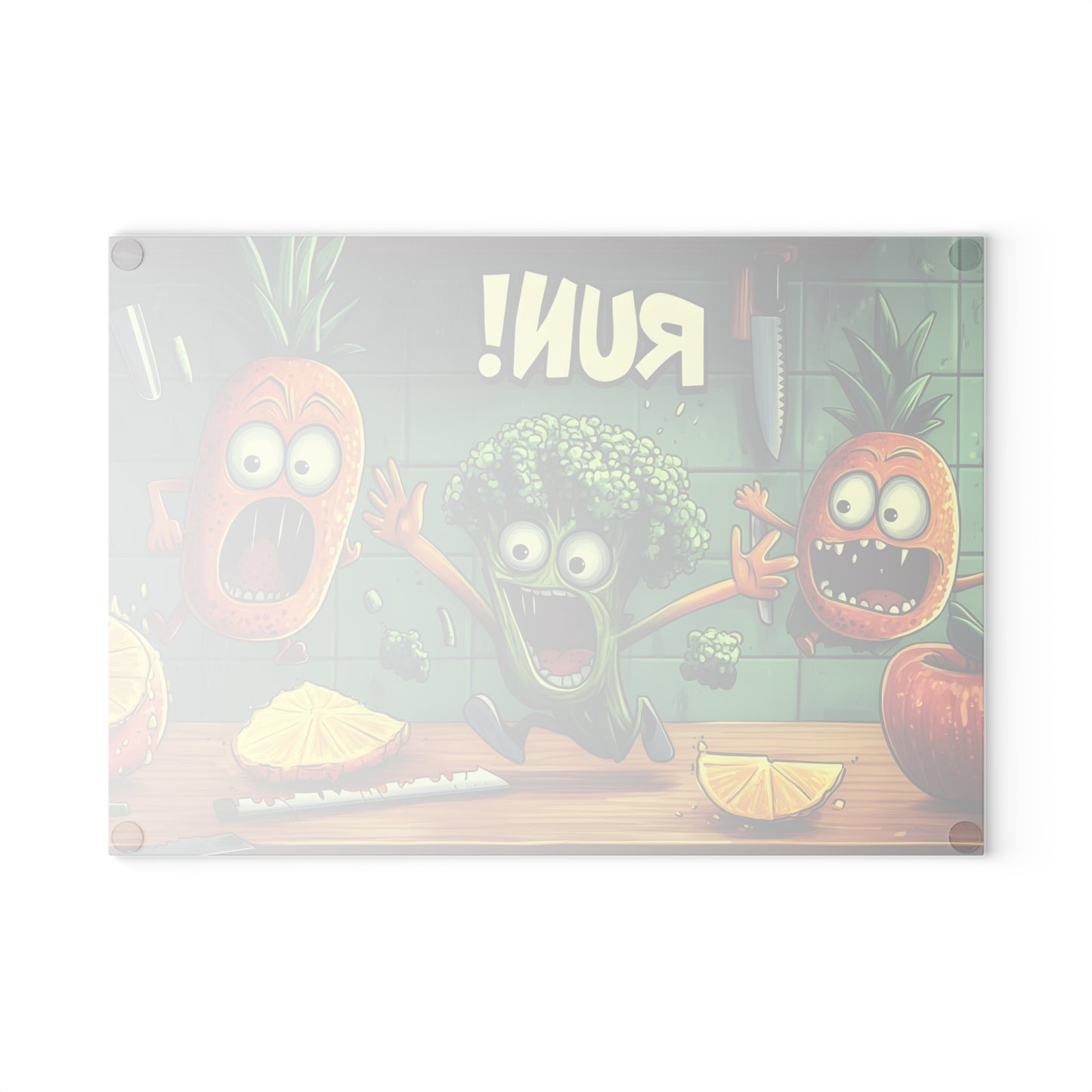 Funny Veggie Glass Cutting Board | Whimsical Kitchen Decor Gift