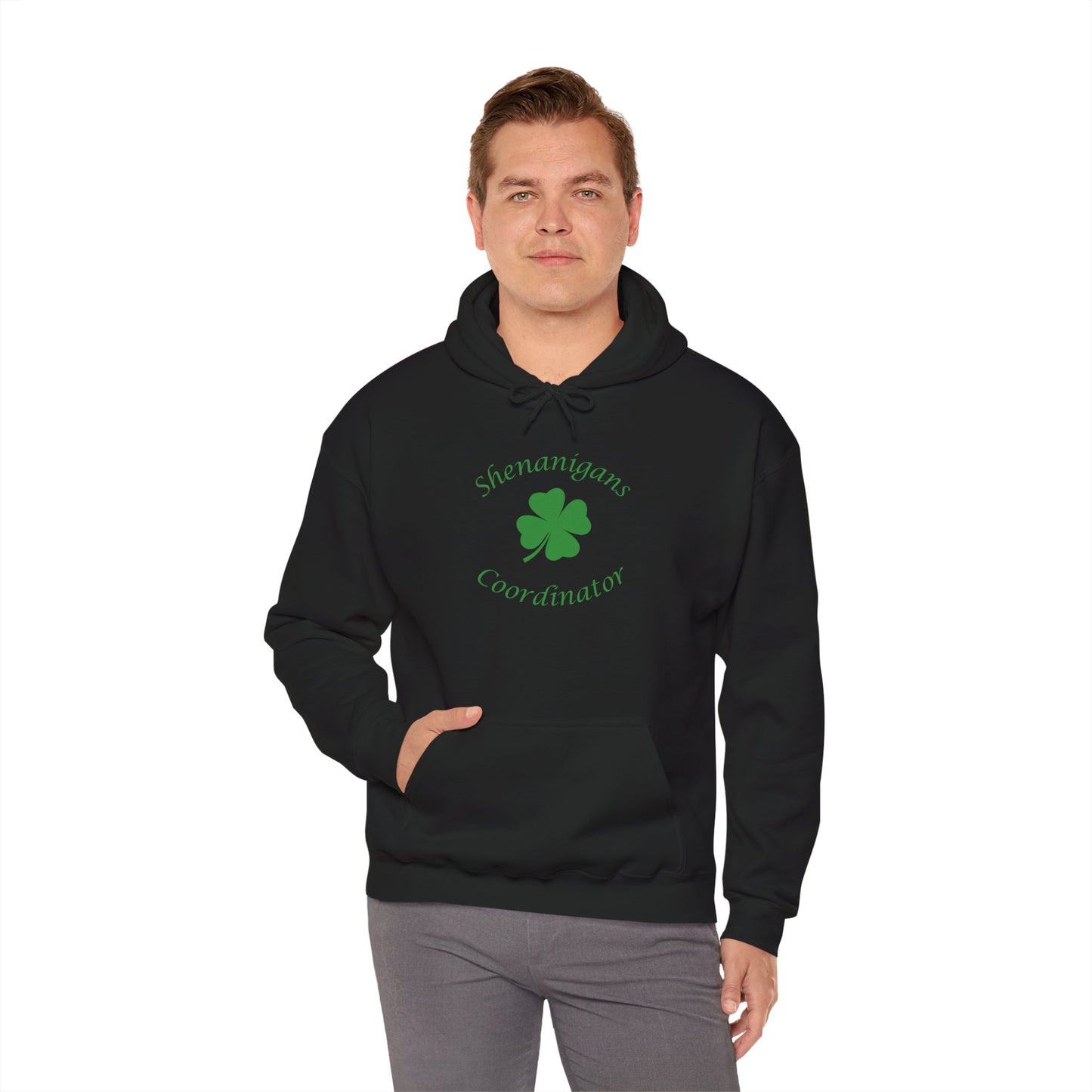 Shenanigans Coordinator Hoodie – Funny St Patrick’s Day Sweatshirt with Shamrock | Irish Party Hoodie Gift