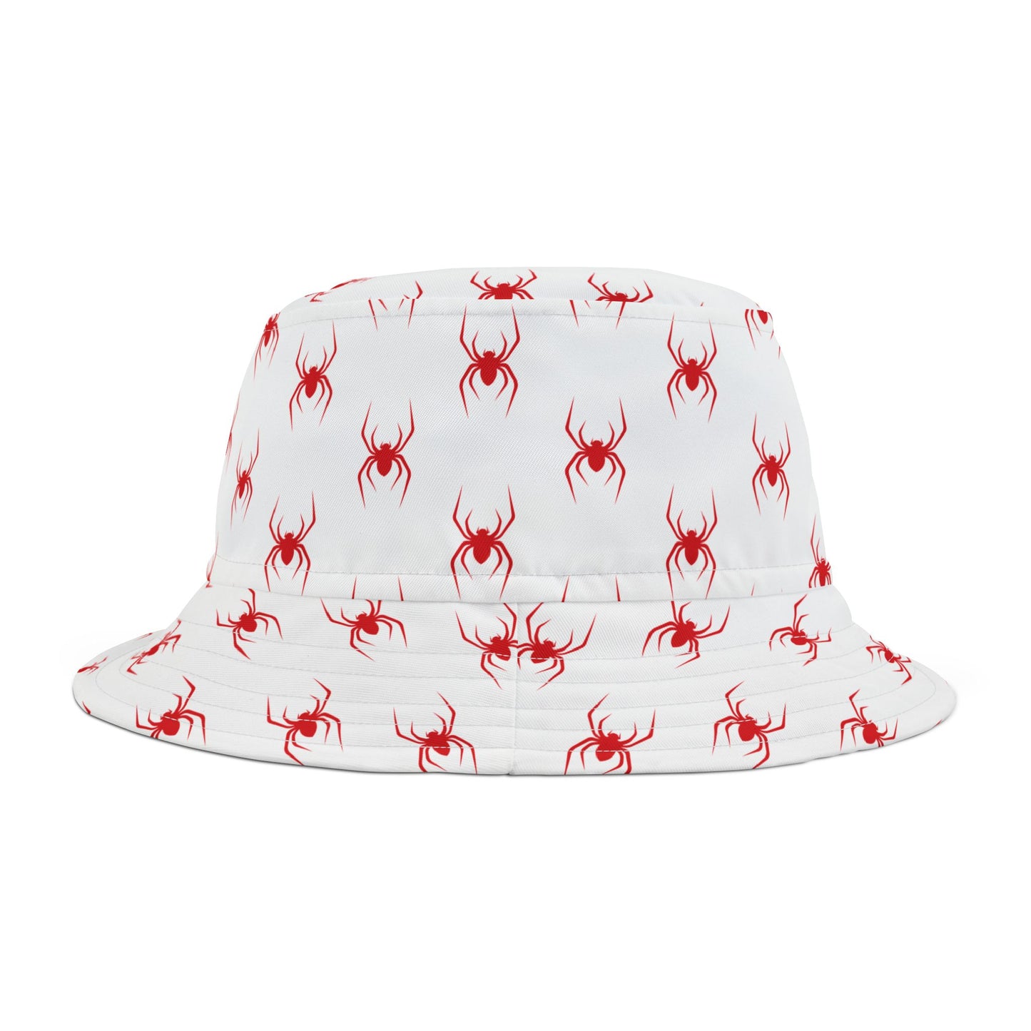 Spider Bucket Hat Baseball Fan Gift | White Bucket Hat with Red Tarantula Pattern