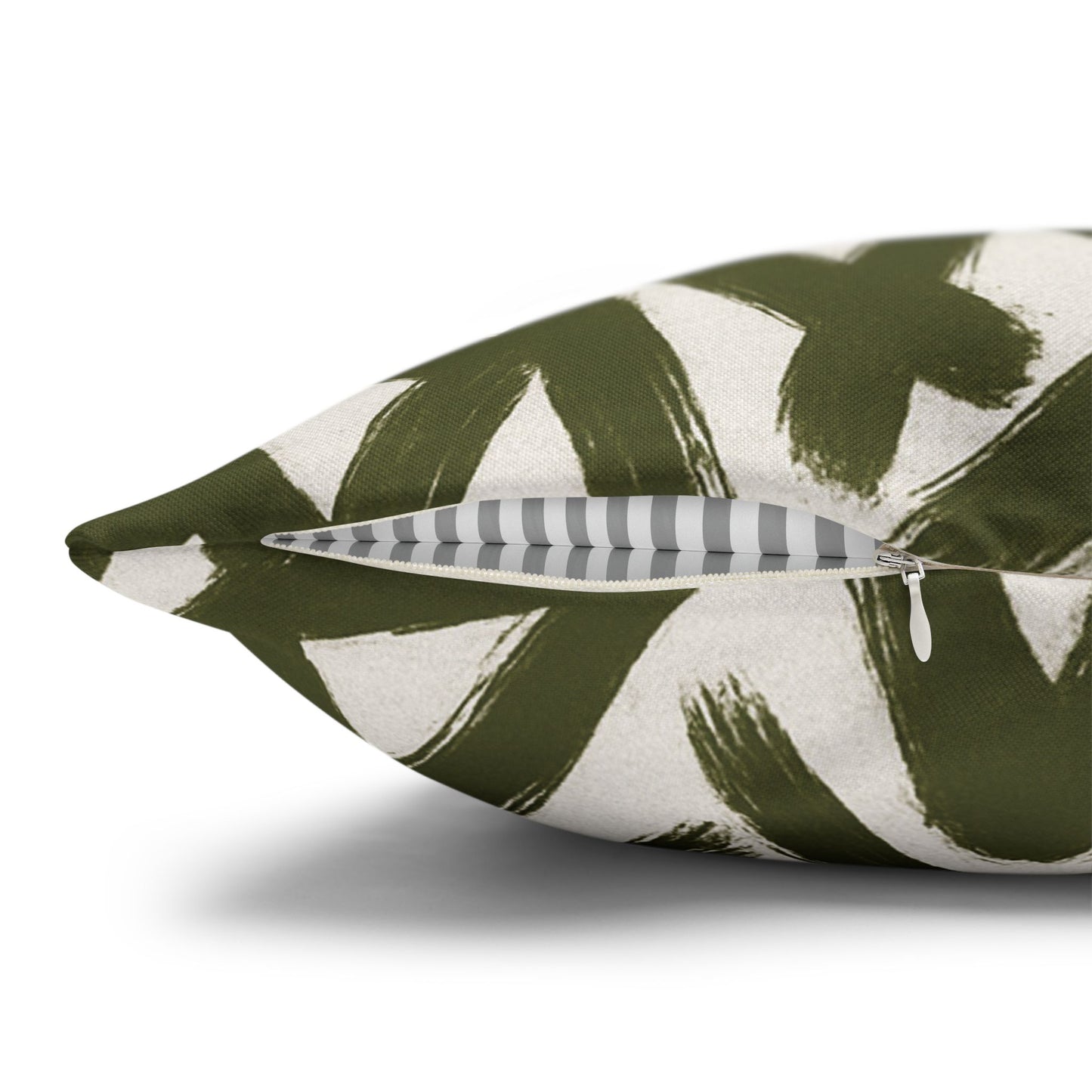 Throw Pillow Cover, Green Graffiti Brush Strokes Square Pillowcase Cover