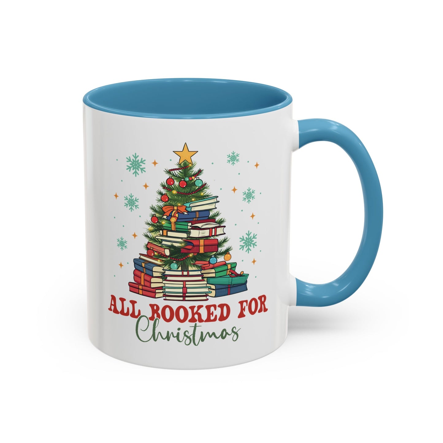 Christmas Booked Coffee Mug (11, 15oz) Holiday Book Lover Gift Festive Reading Mug Xmas Tree Teacher Gift