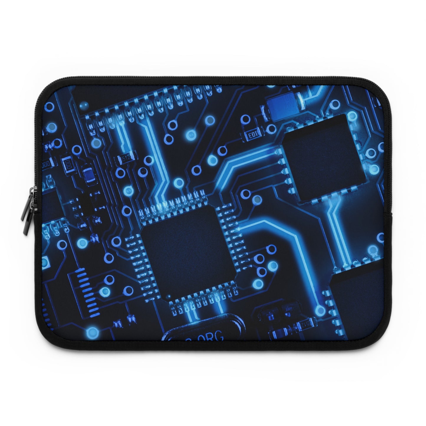 Blue Abstract Laptop Sleeve, Modern Circuit Board Case, Stylish Protective Cover