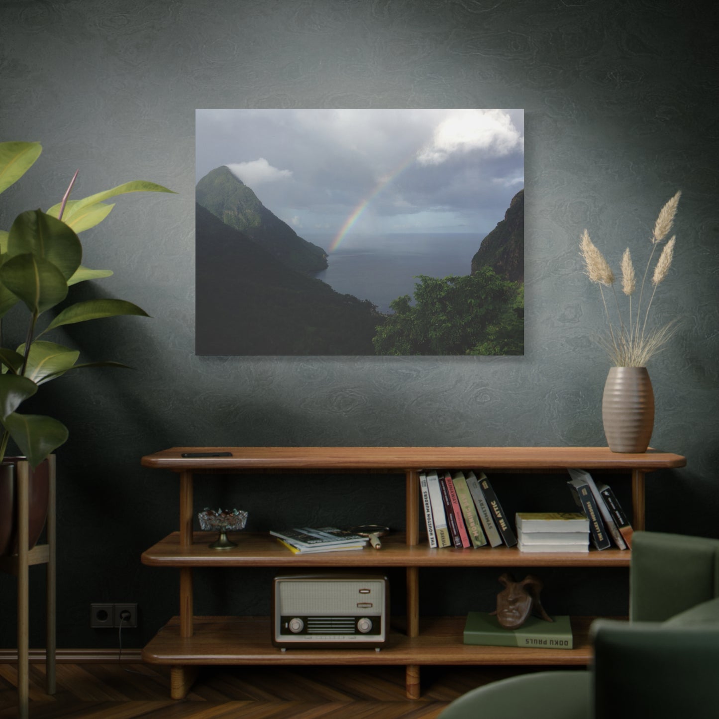 St. Lucia Pitons Rainbow Canvas Art | Caribbean Landscape Photography