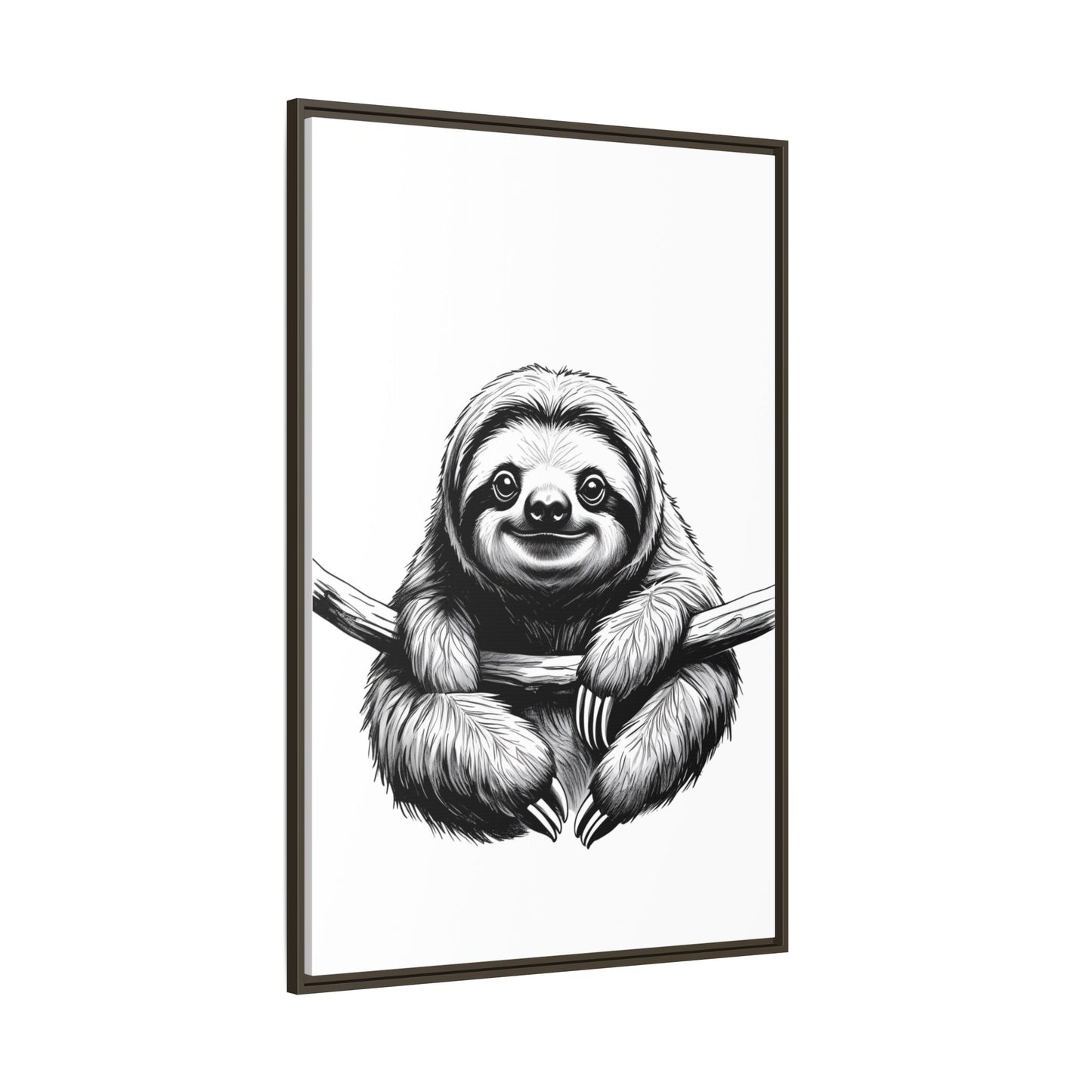 Adorable Sloth Hanging from Tree Branch Black & White Animal Wall Art, Cute Sloth Print, Jungle Theme Nursery Decor, Baby Shower Gift