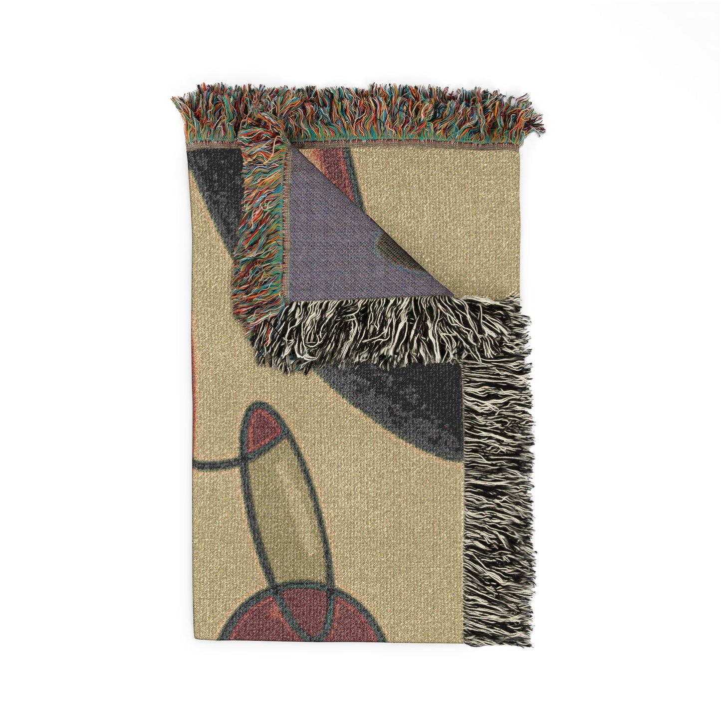 Mid Century Modern Abstract Woven Throw Blanket – Retro Art Deco Geometric Design