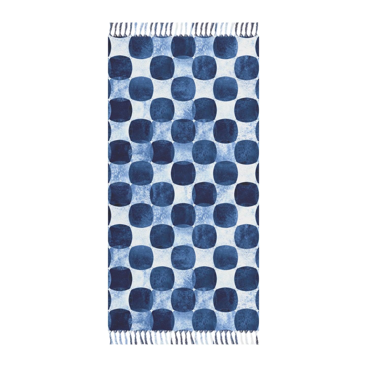 Indigo Watercolor Dot Boho Beach Cloth | Fringe Beach Towel