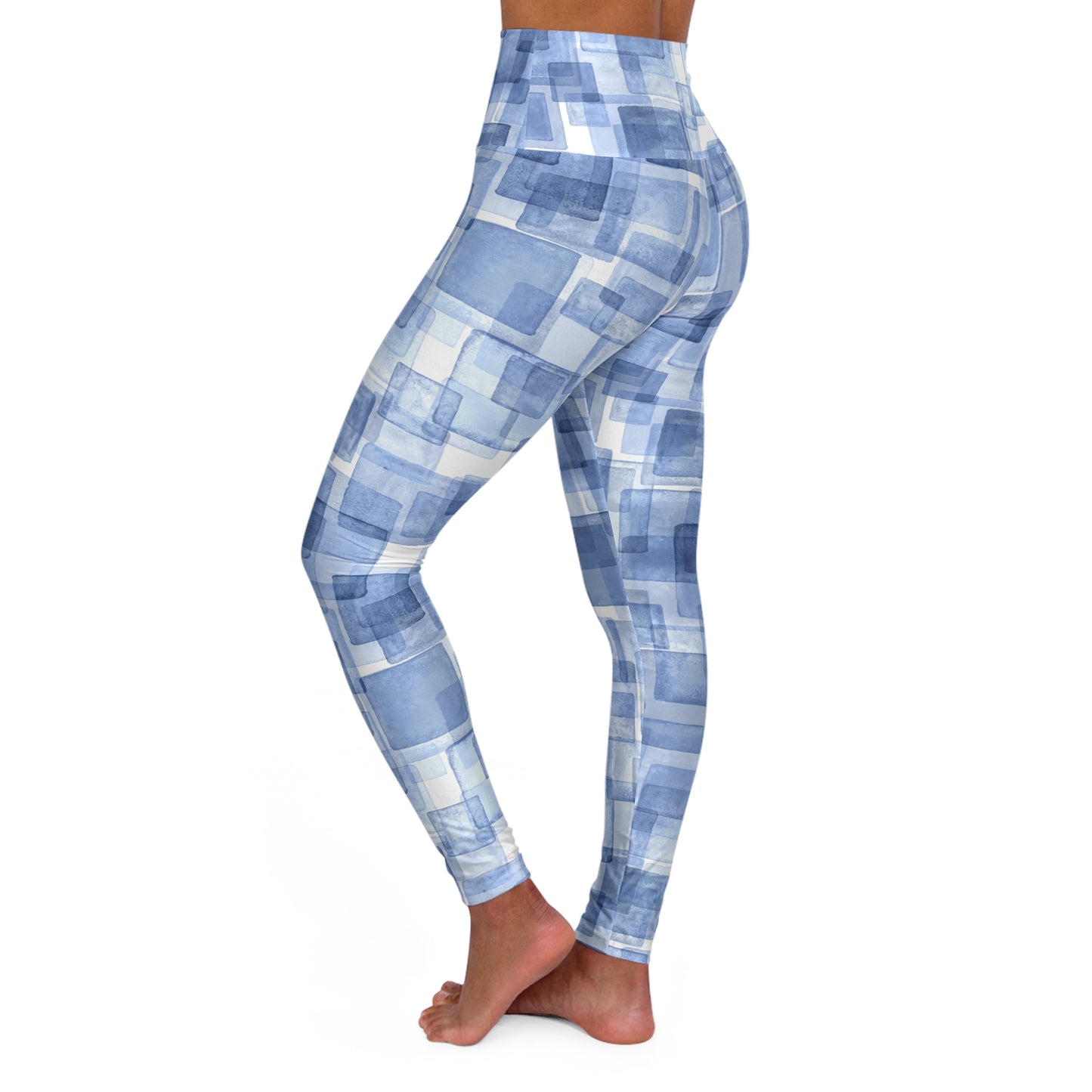 Women’s High-Waisted Yoga Pants | Blue Abstract Geometric Leggings