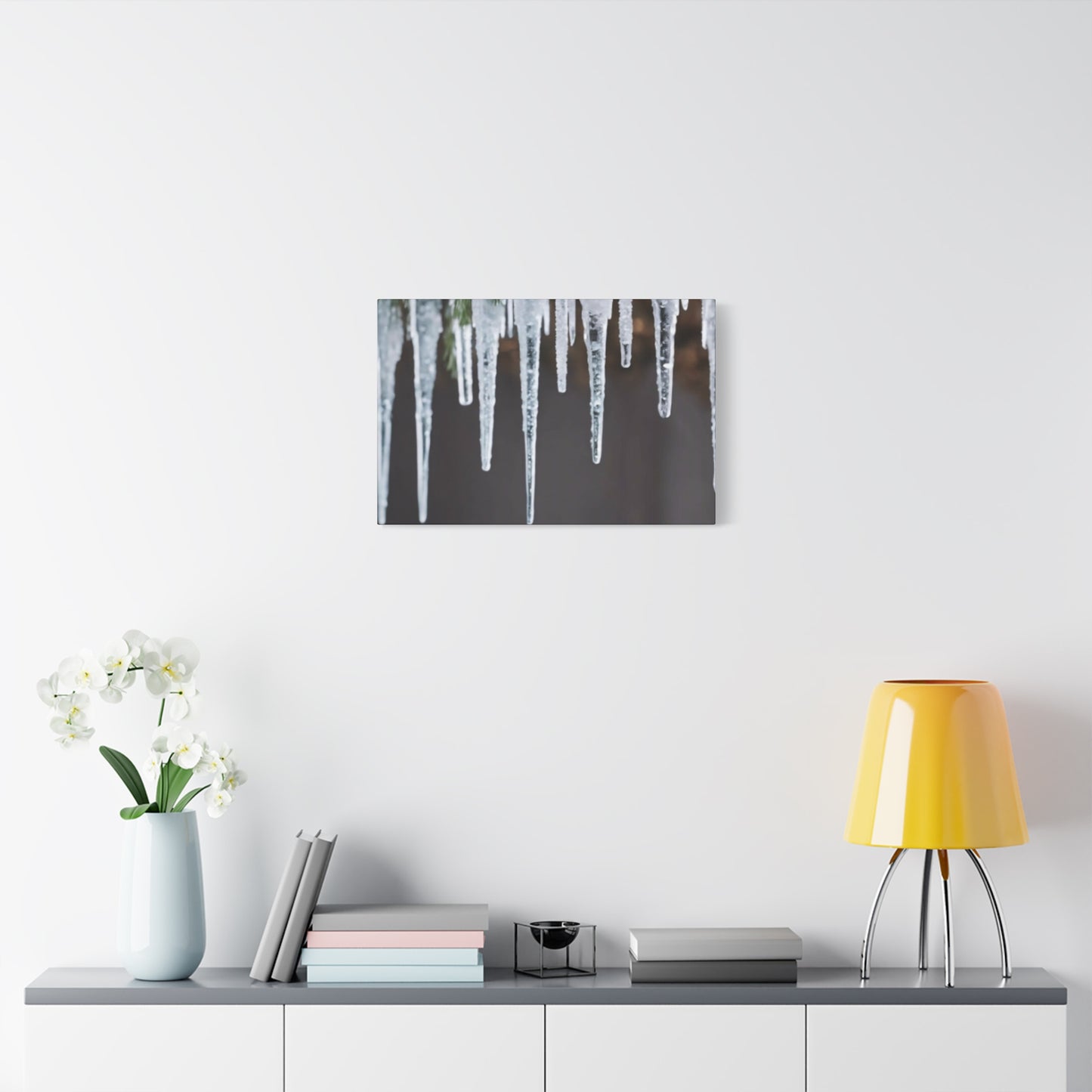Icicles on Pine Branch Christmas Wall Art | Winter Mantle Decor