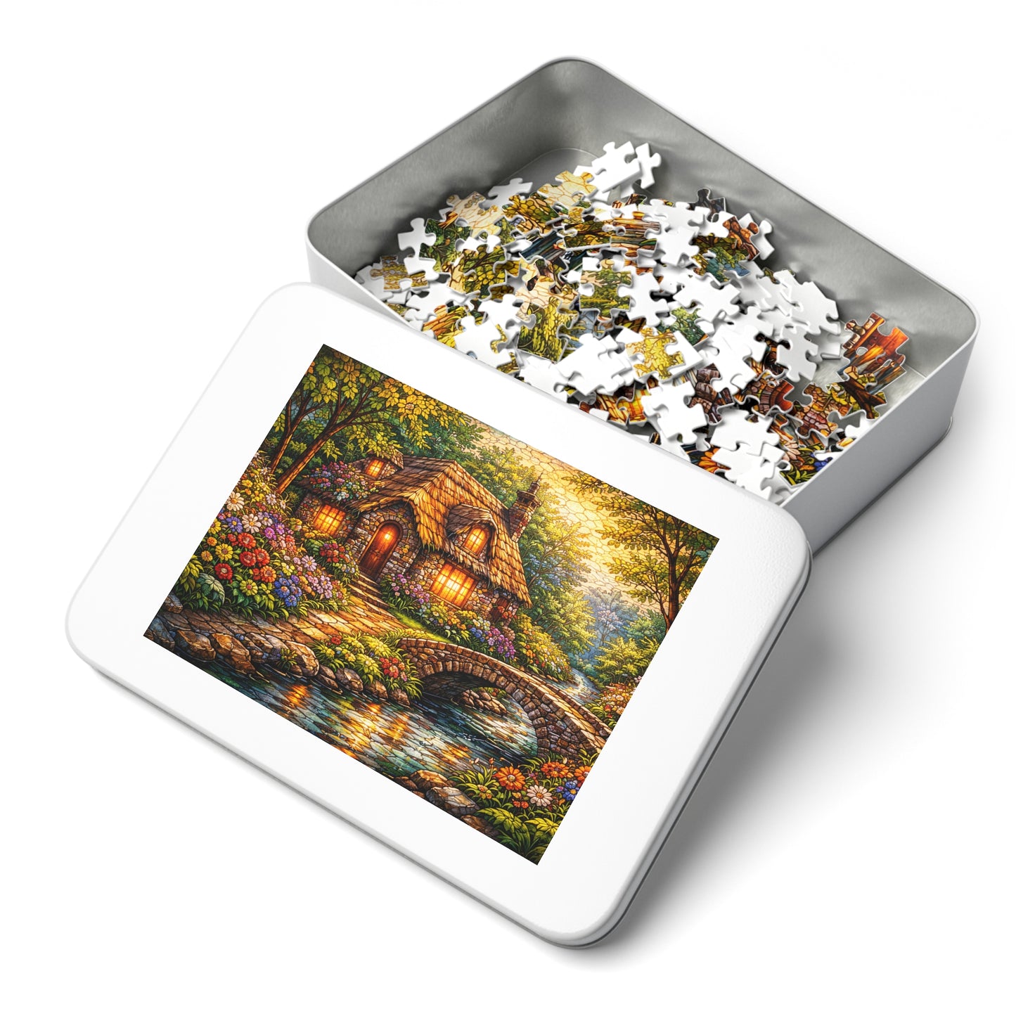 Cozy Cottage by Stream Jigsaw Puzzle