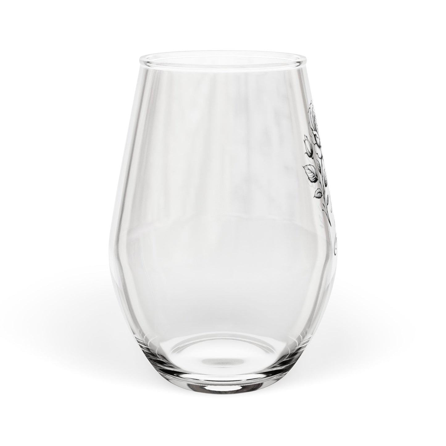 Love Feels Like Home Rose Stemless Wine Glass – Romantic Floral Gift, 11.75oz