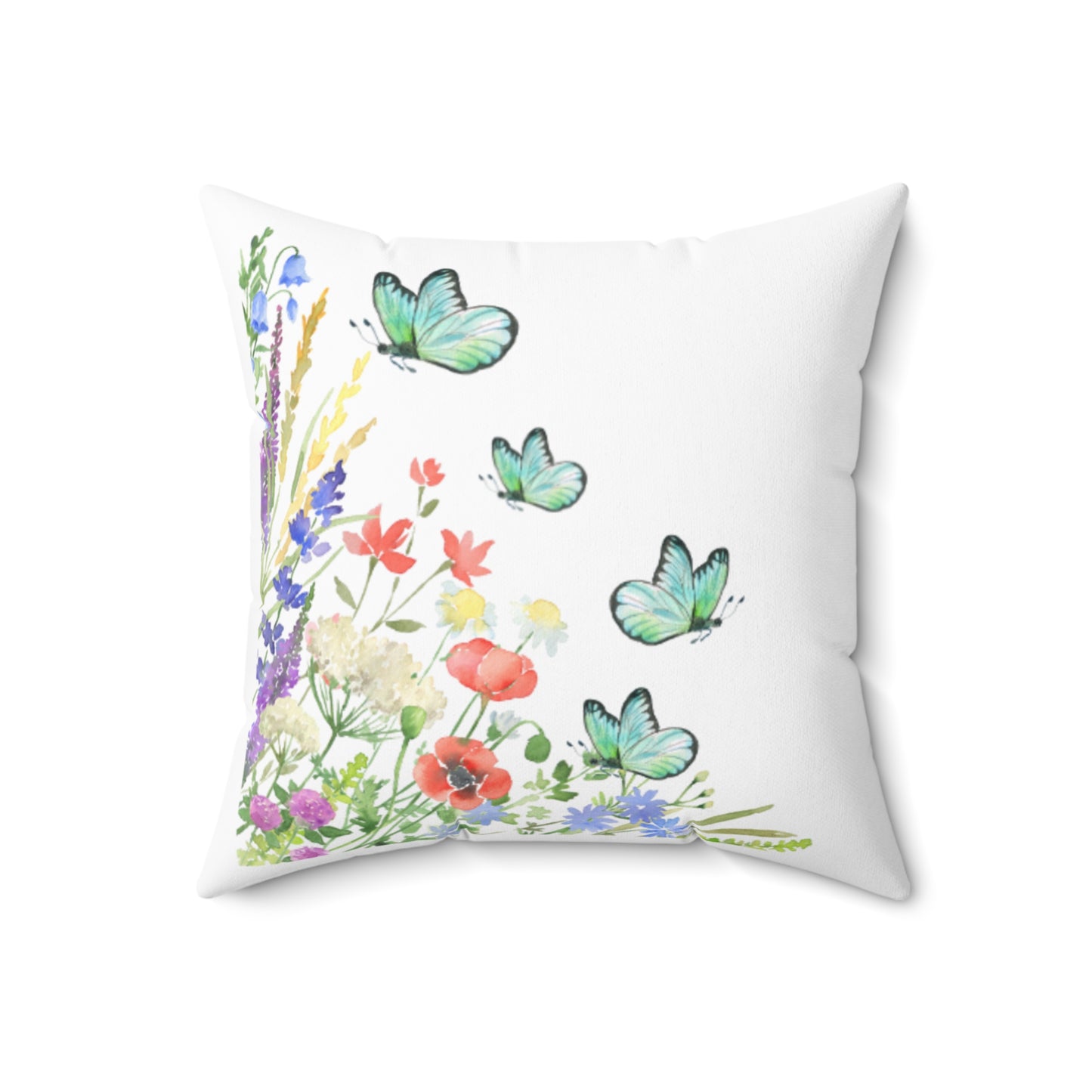 Butterfly Garden Square Pillow | Beautiful Floral Boho Throw Cushion