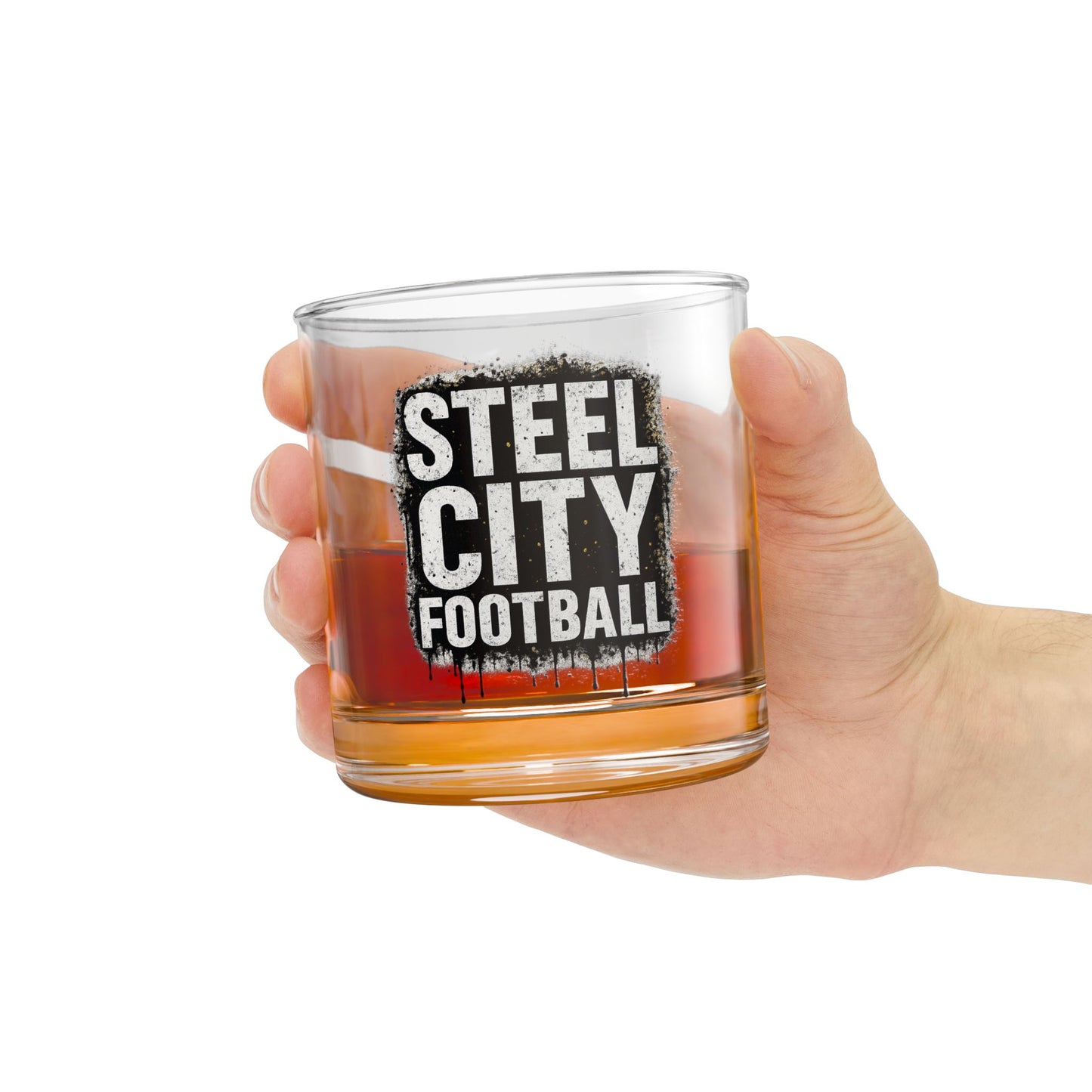 Steel City Pittsburgh Rocks Glass | Whiskey Glass for Sports Fans | Grunge Barware Gift