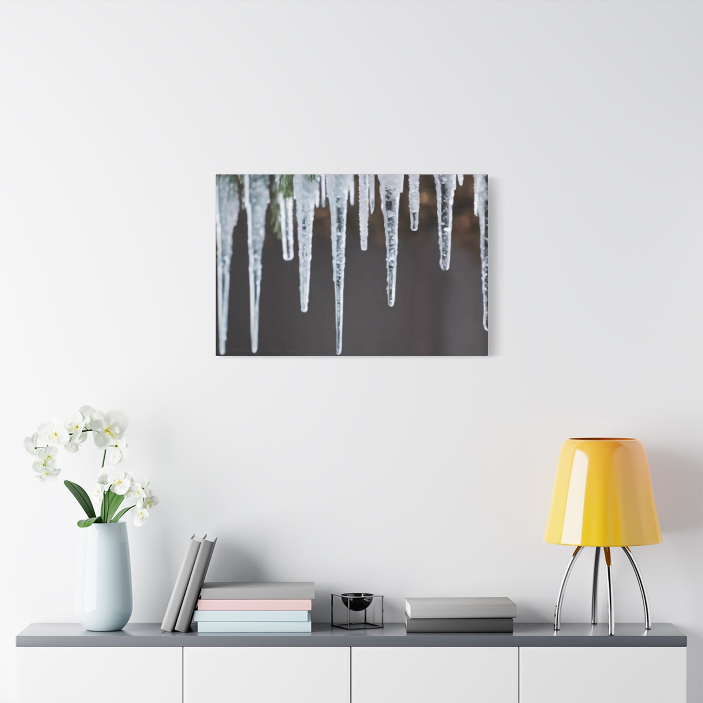 Icicles on Pine Branch Christmas Wall Art | Winter Mantle Decor