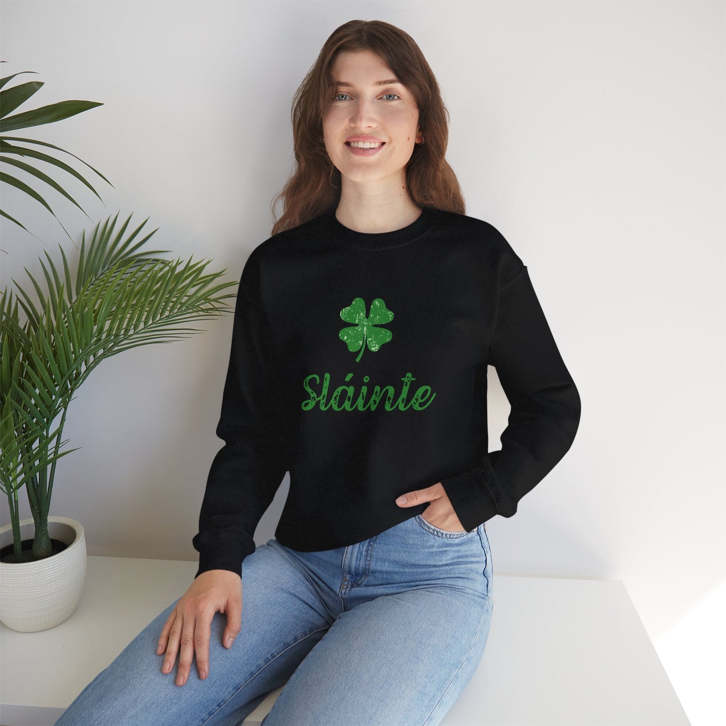 Sláinte Irish Sweatshirt – St Patrick’s Day Shamrock Crewneck – Irish Cheers Shirt – Lucky Clover St Paddy’s Day Sweatshirt