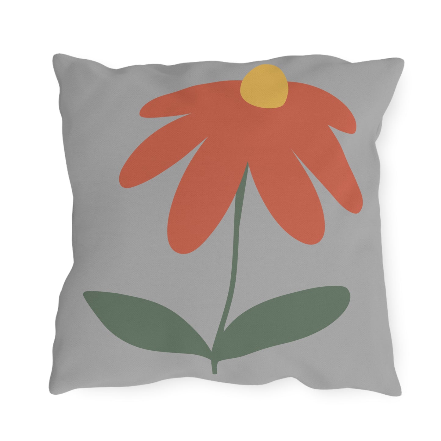 Boho Floral Outdoor Pillow – Orange Flower Patio Cushion, Garden Gift