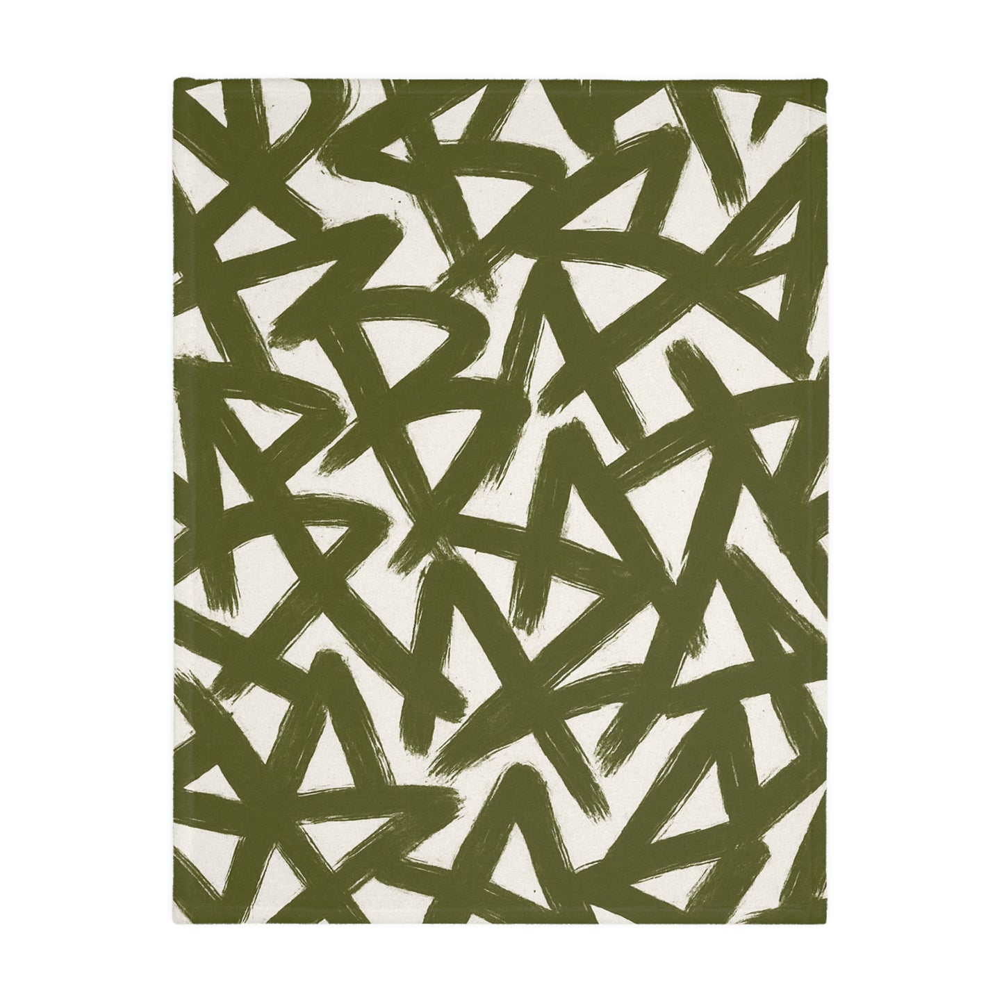 Olive Brushstroke Star Pattern Blanket | Abstract Graffiti Throw
