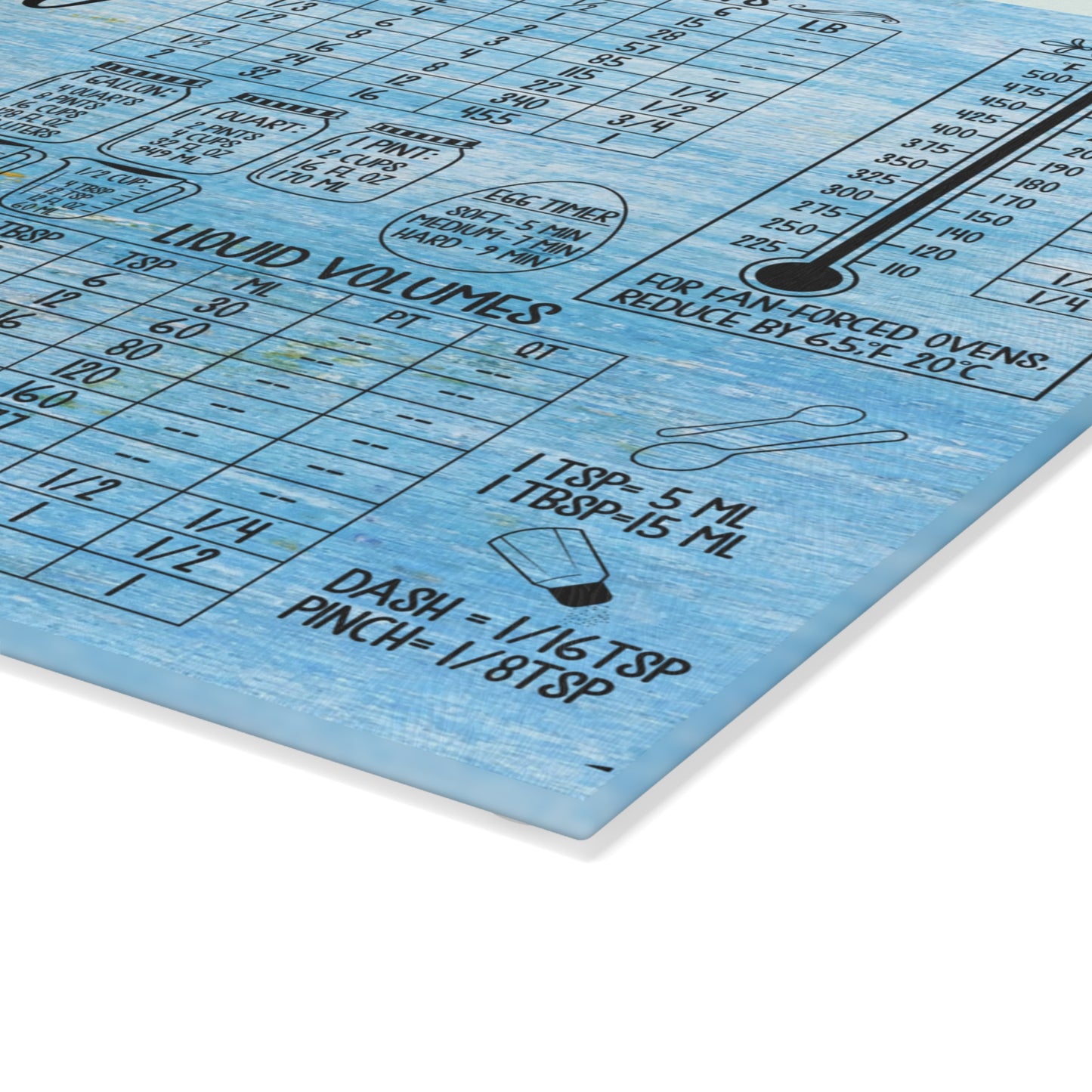 Glass Cutting Board with Conversion Charts | Baking Kitchen Gift