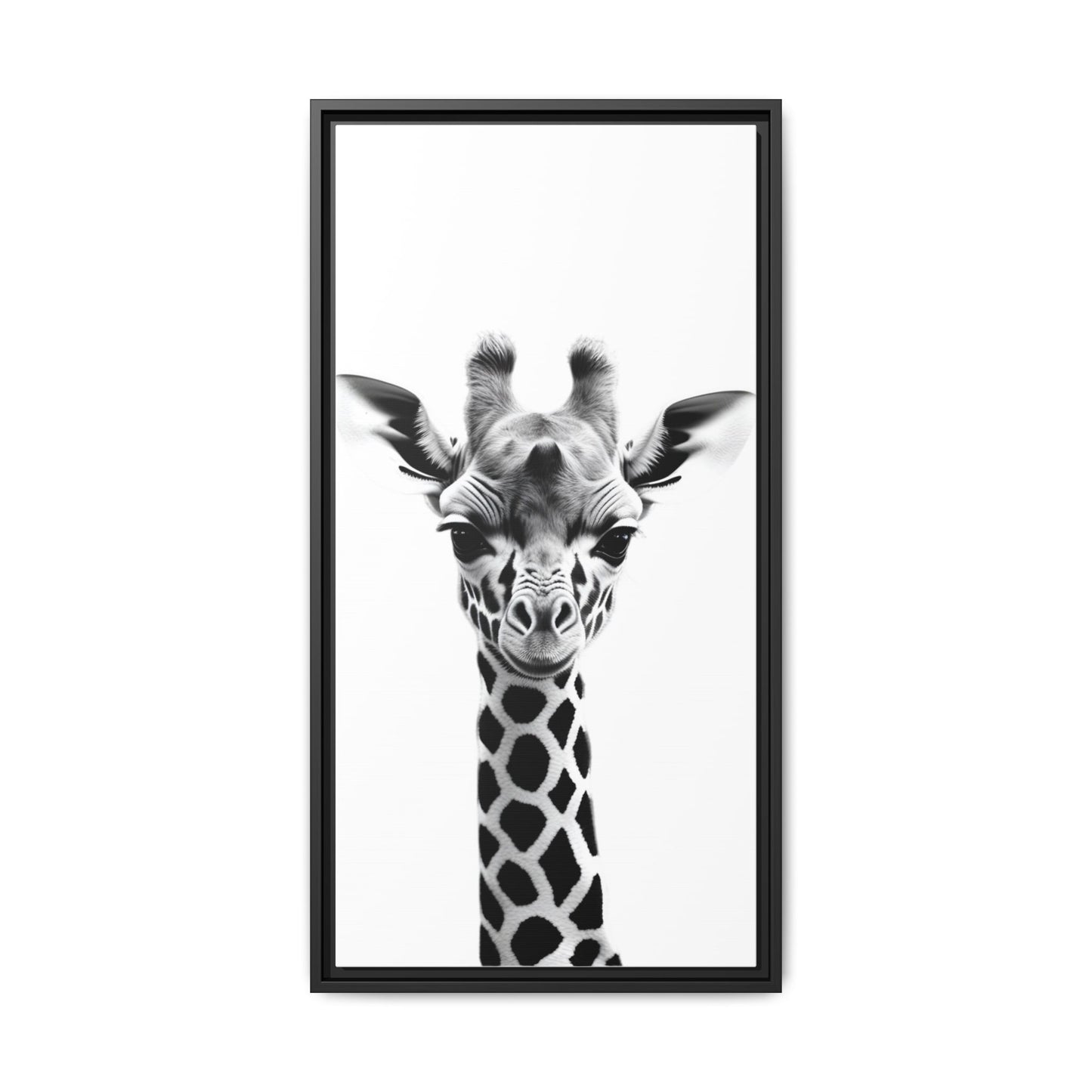 Baby Giraffe Wall Art Black & White Wildlife Photography Print, Cute Giraffe Lover Gift