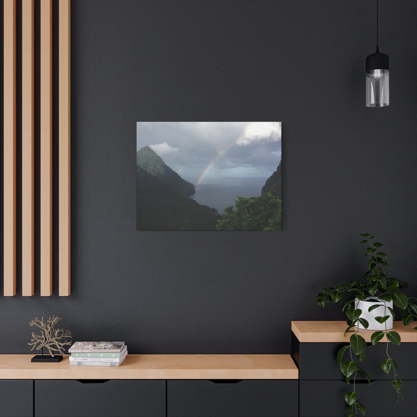 St. Lucia Pitons Rainbow Canvas Art | Caribbean Landscape Photography