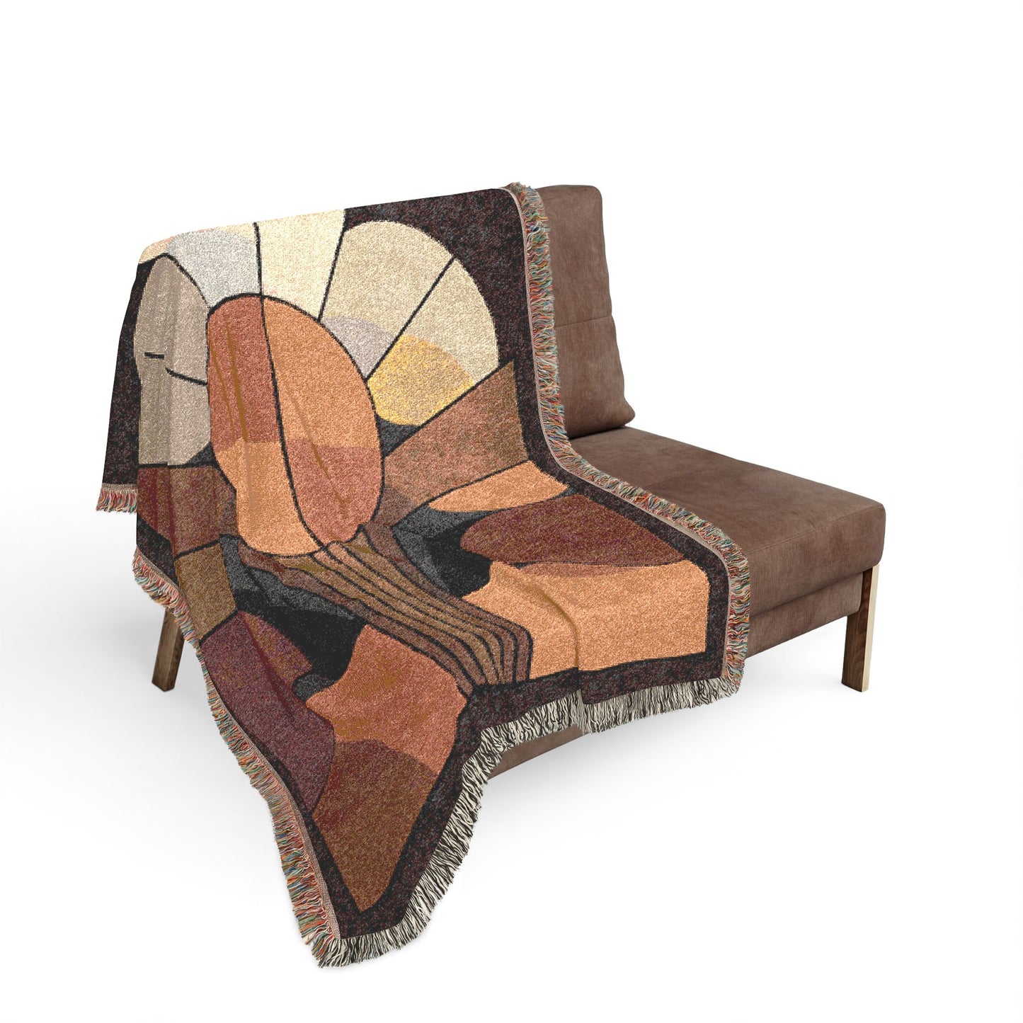 Retro Abstract Woven Blanket | Mid-Century Modern Geometric Boho Decor