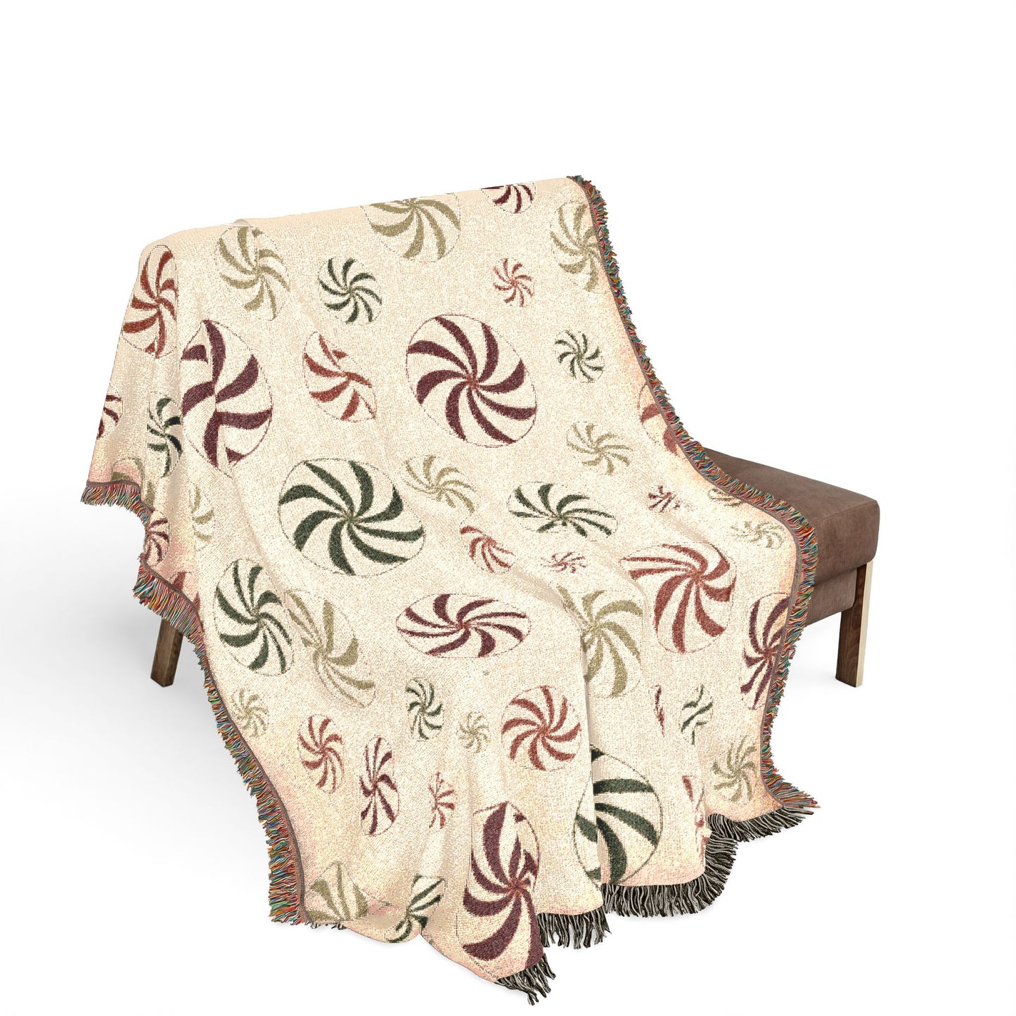 Peppermint Swirl Woven Throw Blanket | Cozy Christmas Holiday Decor