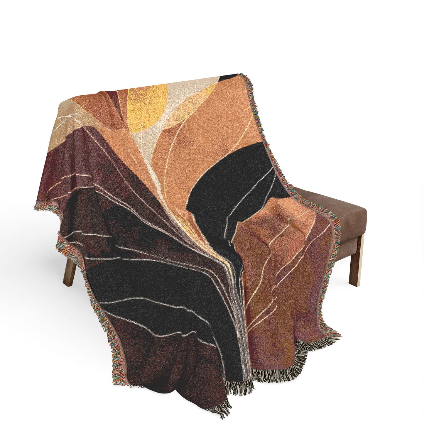 Retro Sunburst Woven Throw Blanket – Mid Century Boho Tapestry Decor